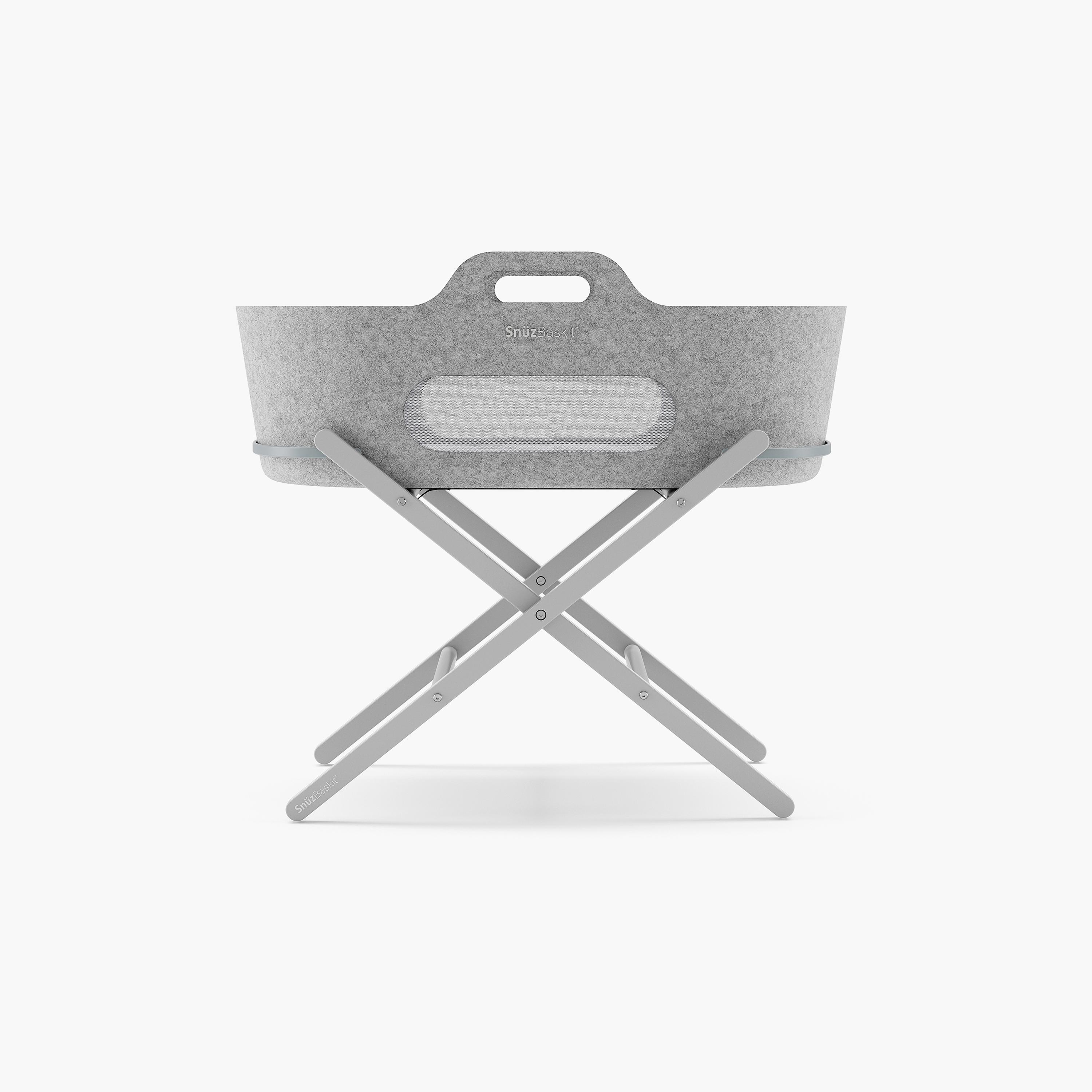 Grey and white moses basket hot sale and stand