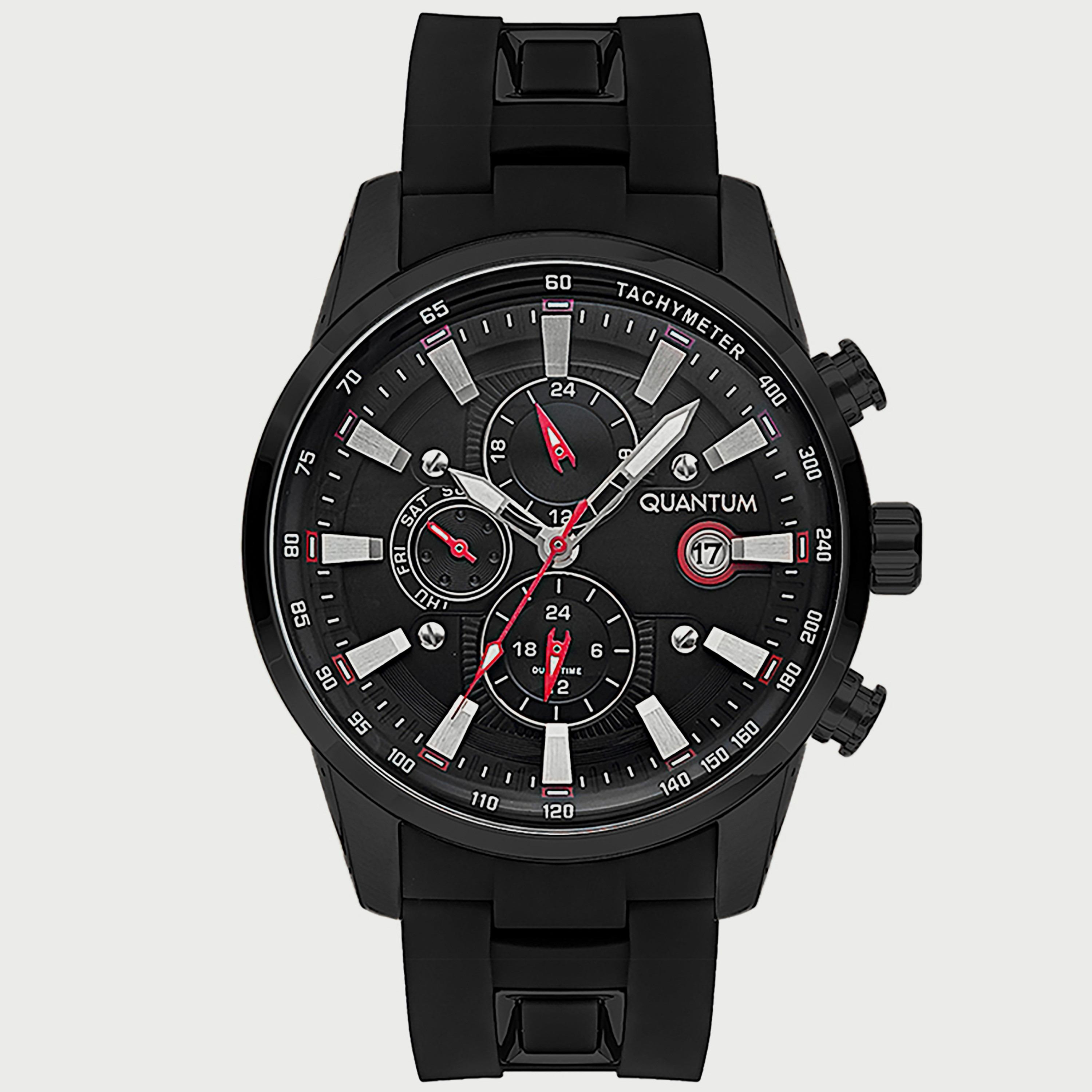 ساعة كوانتوم للرجال كرونوغراف سوداء بسوار سيليكون ADG678.661-men-watchesandjewellery-watches-image-1