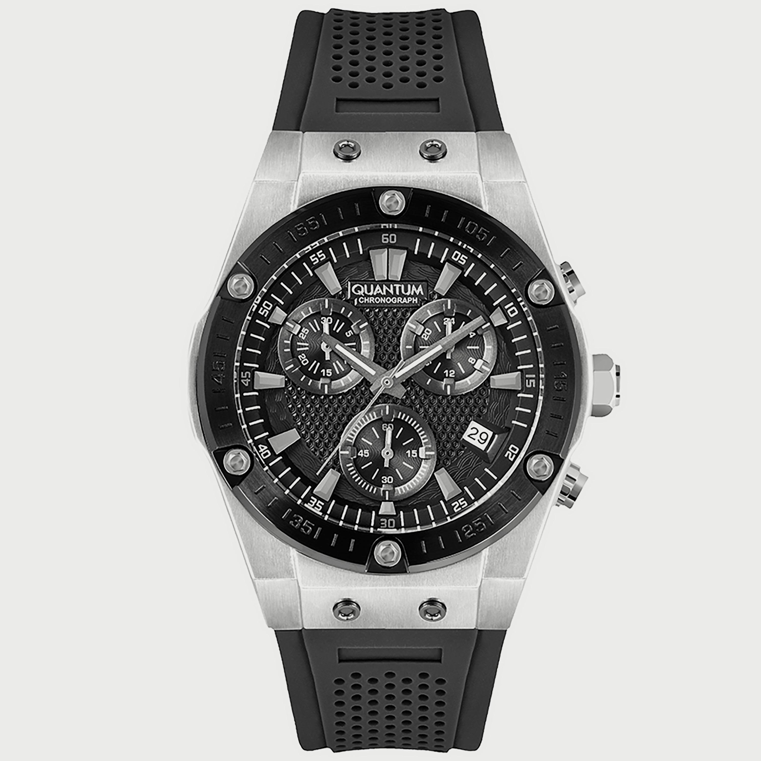 ساعة كوانتوم للرجال كرونوغراف بسوار سيليكون باللون الأسود HNG819.351-men-watchesandjewellery-watches-image-1