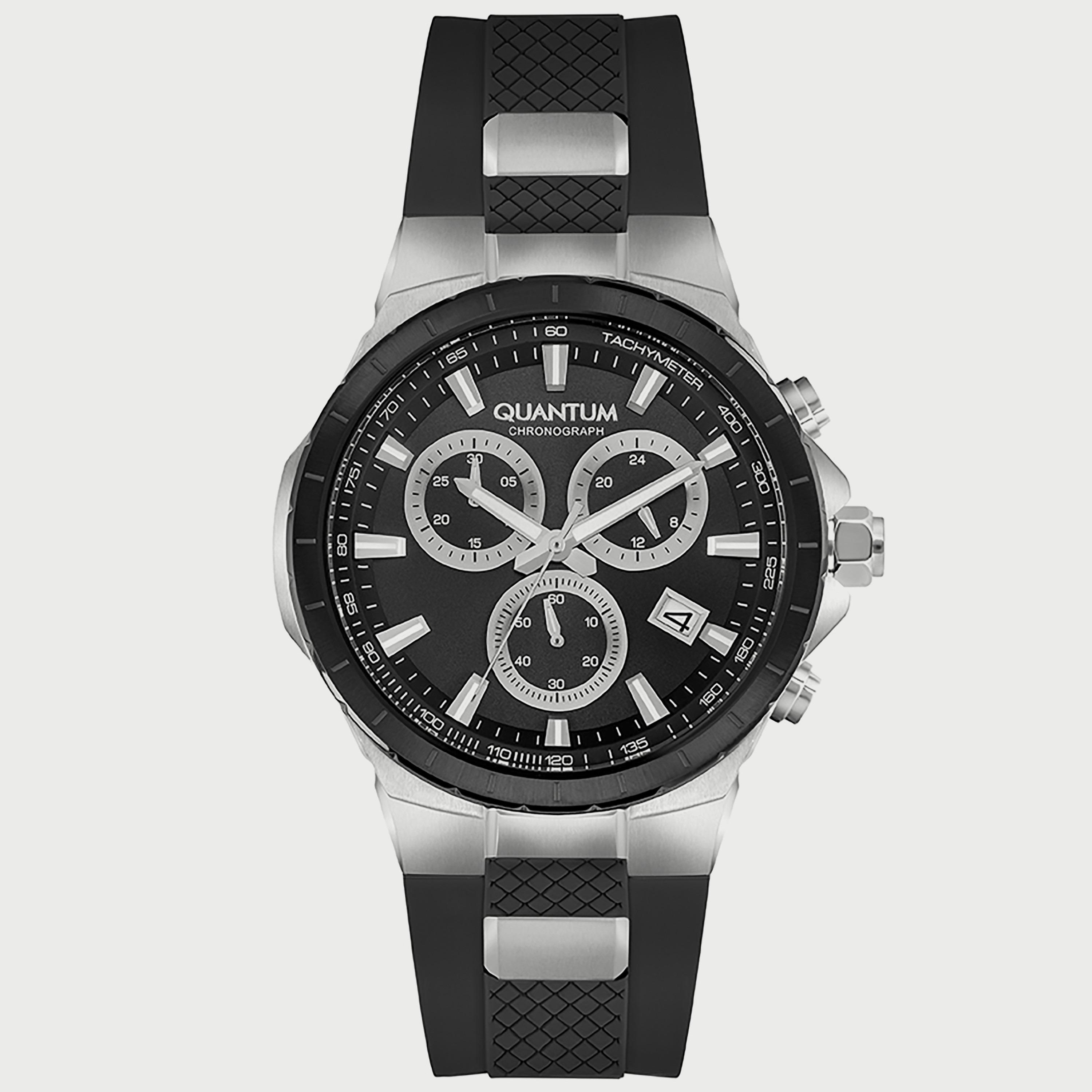  HNG814.351 ساعة من كوانتوم للرجال مزود بسوار سيليكون كرونوغراف أسود-men-watchesandjewellery-watches-image-1