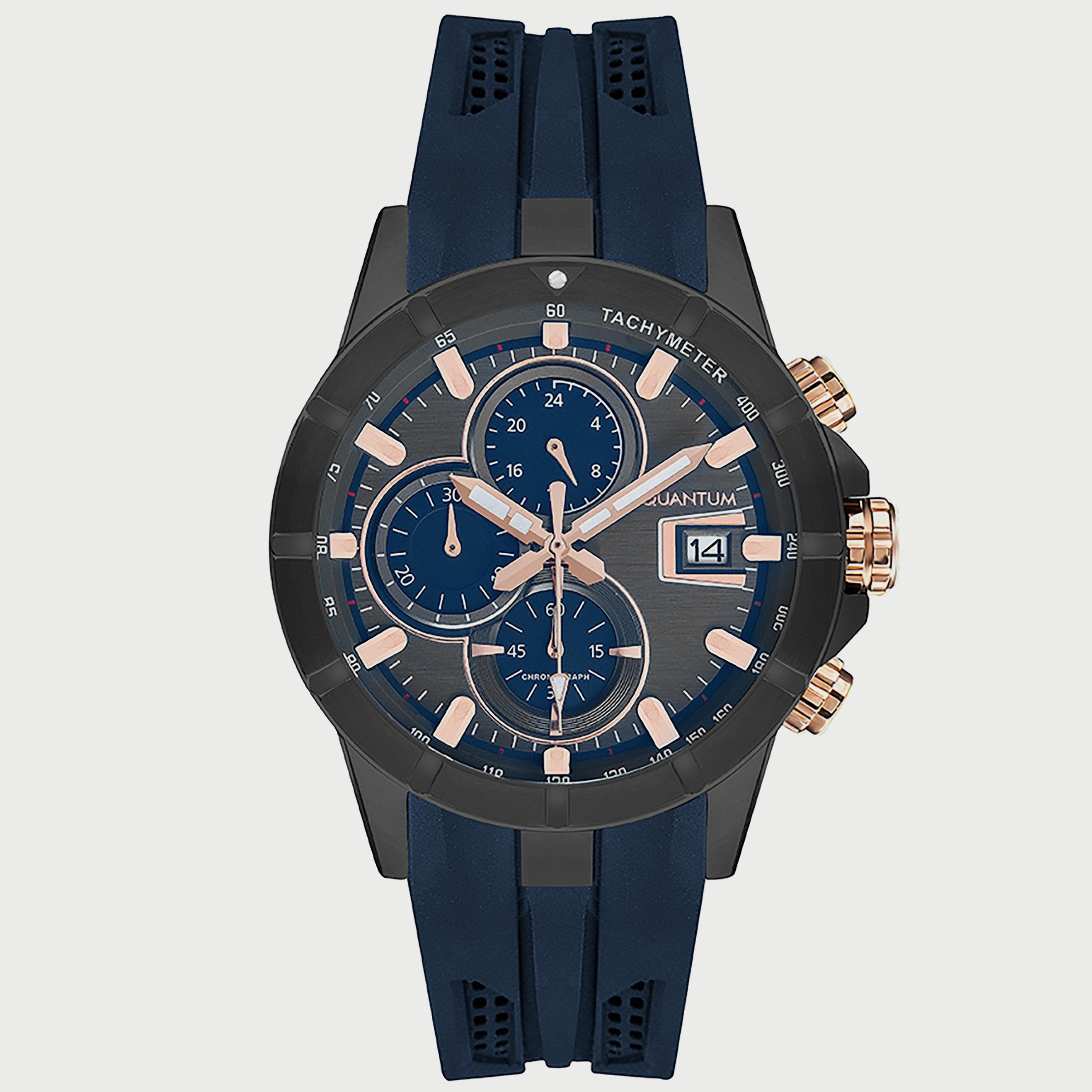  HNG893.069 ساعة للرجال من كوانتوم بسوارسيليكون كرونوغراف - أزرق-men-watchesandjewellery-watches-image-1