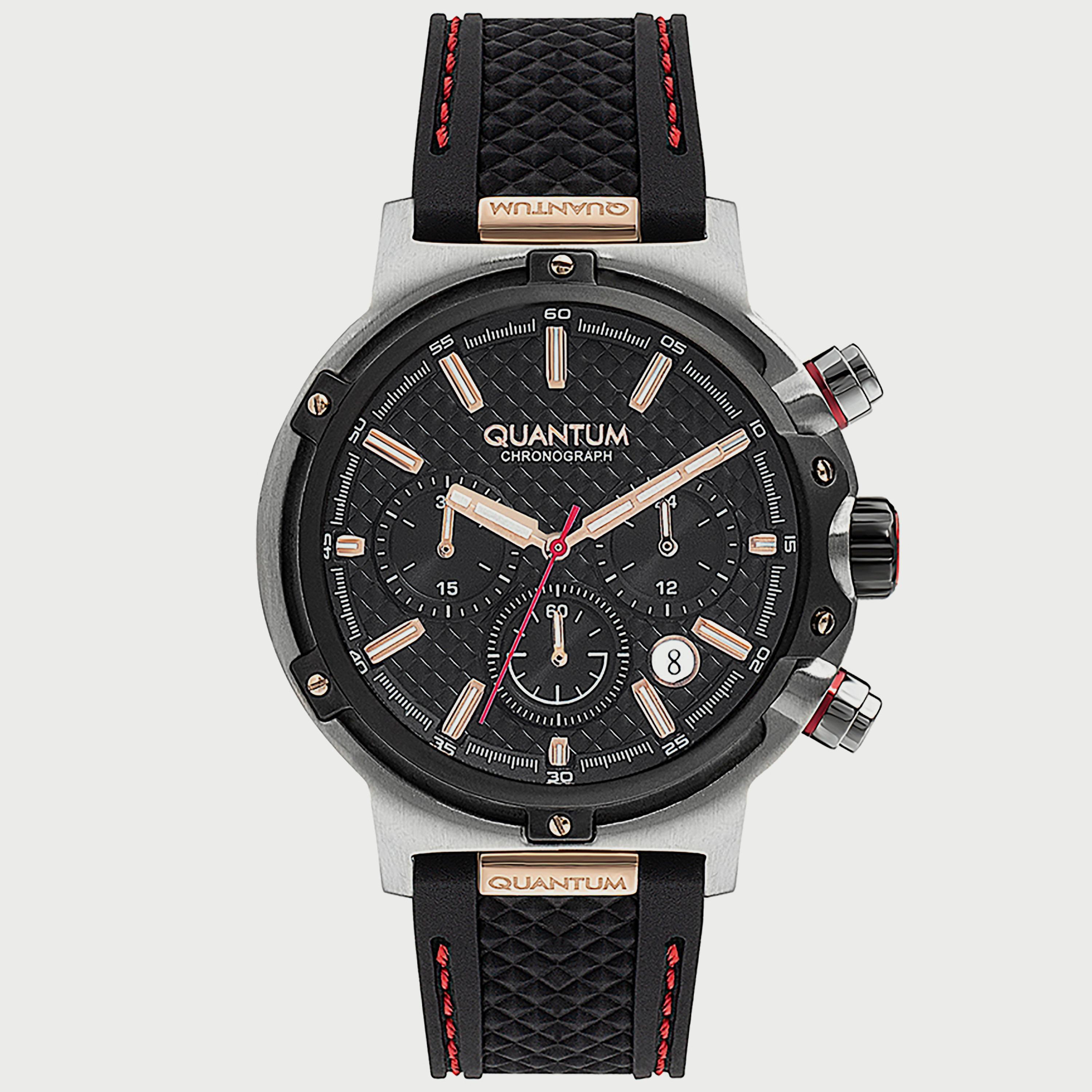  HNG956.351 ساعة من كوانتوم للرجال مزود بسوار سيليكون كرونوغراف أسود-men-watchesandjewellery-watches-image-1