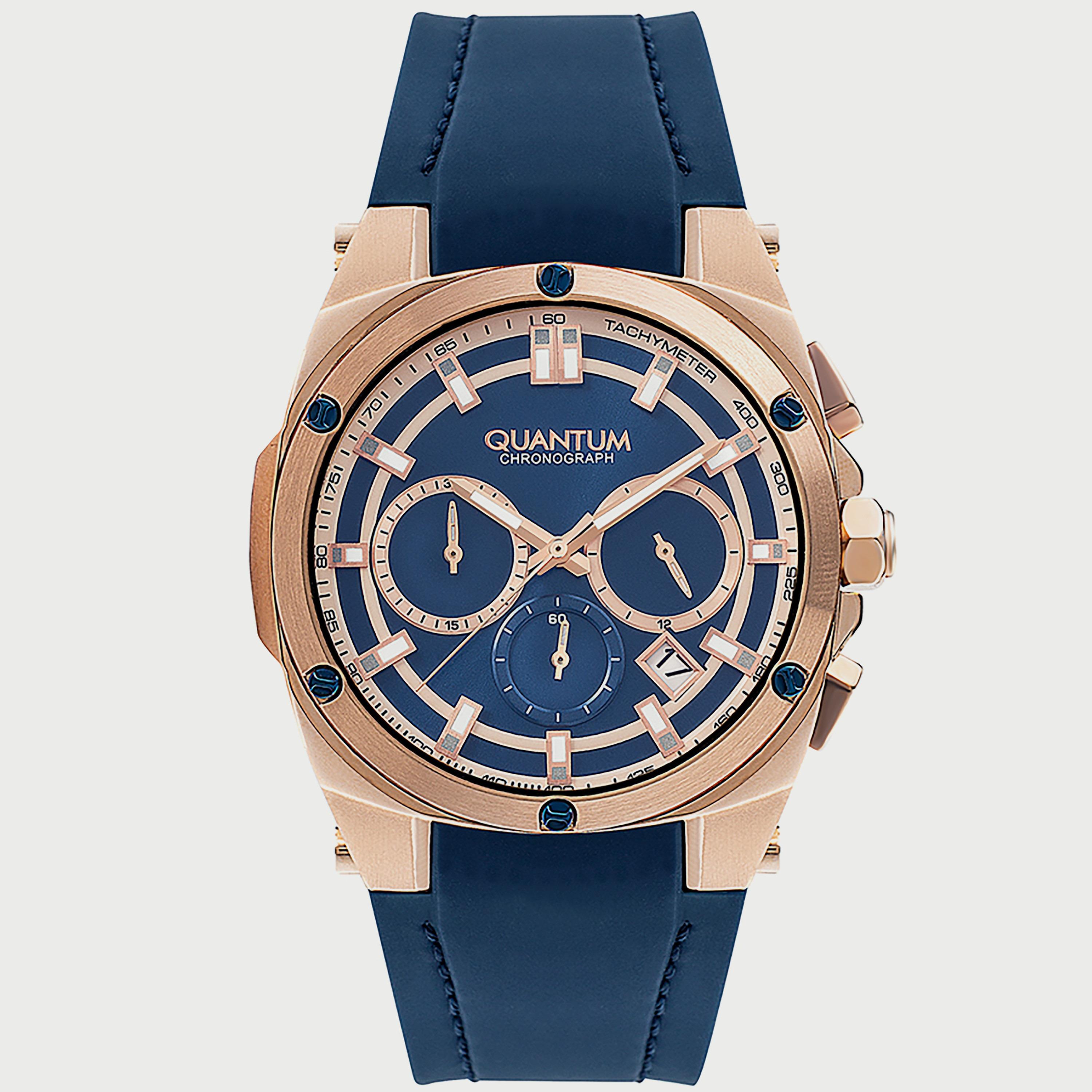 HNG905.499 ساعة للرجال من كوانتوم كرونوغراف بحزام سيليكون الأزرق-men-watchesandjewellery-watches-image-1