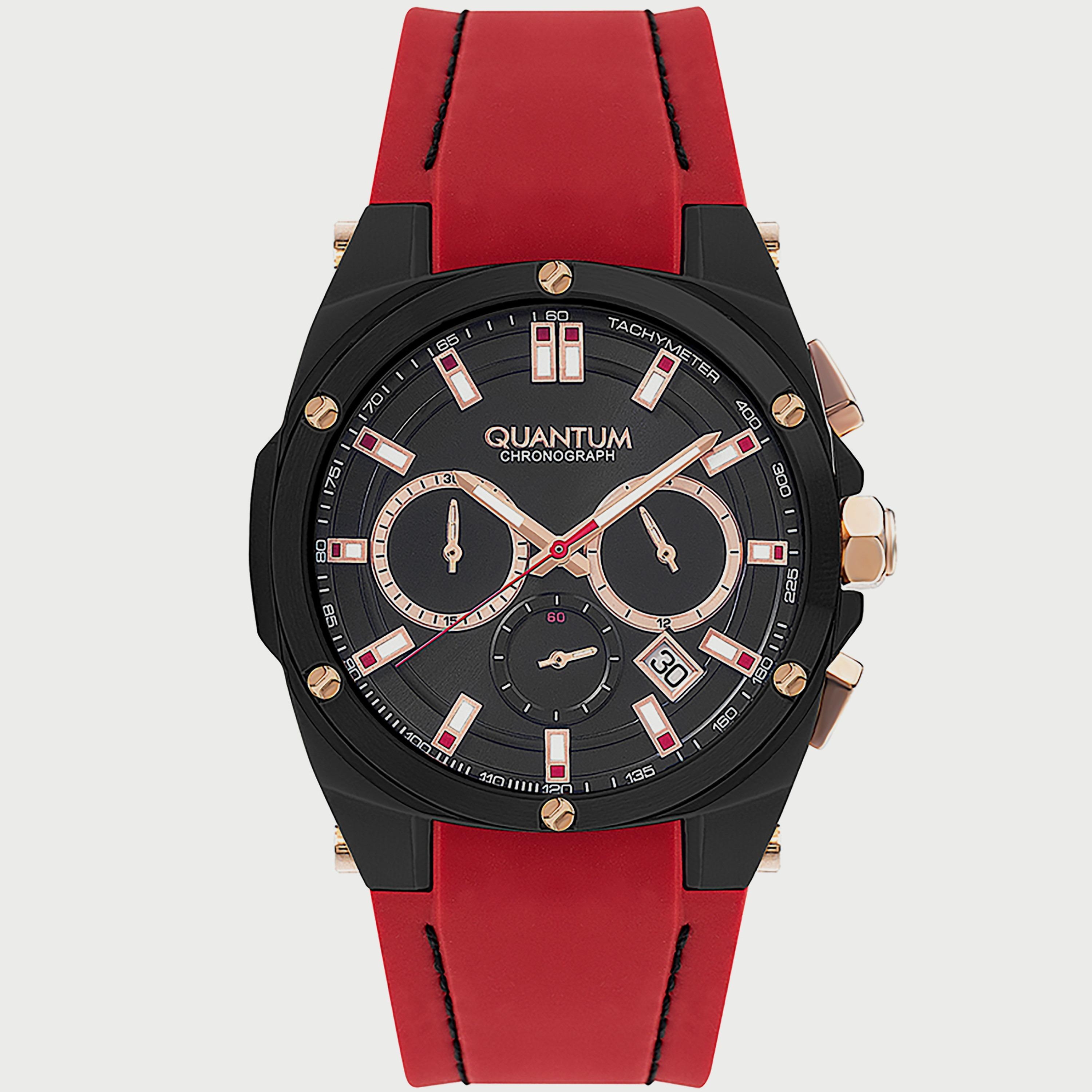 ساعة كوانتوم للرجال كرونوغراف باللون الأحمر وبسوار سيليكون HNG905.658-men-watchesandjewellery-watches-image-1