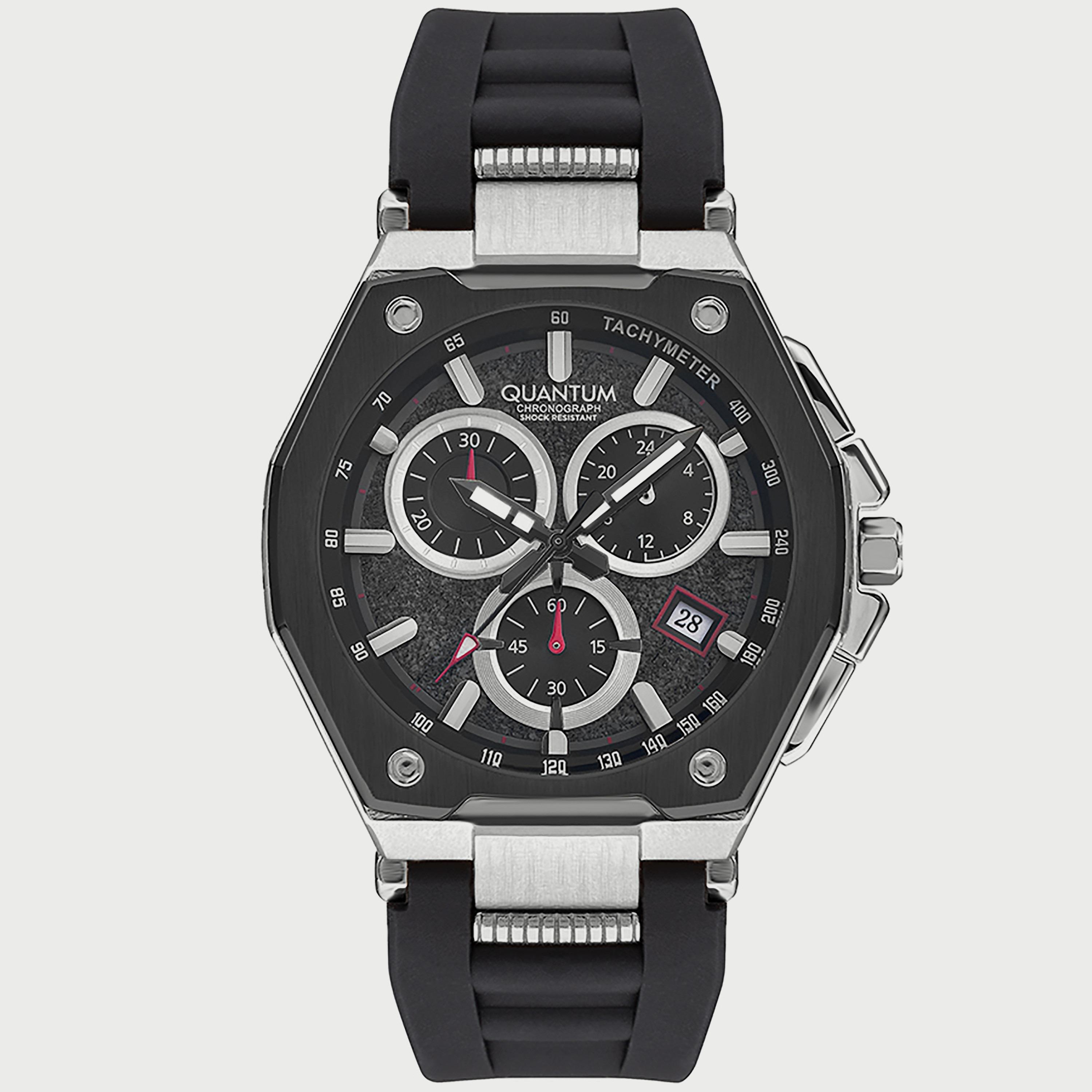 ساعة كوانتوم للرجال كرونوغراف بسوار سيليكون باللون الأسود PWG1005.351-men-watchesandjewellery-watches-image-1