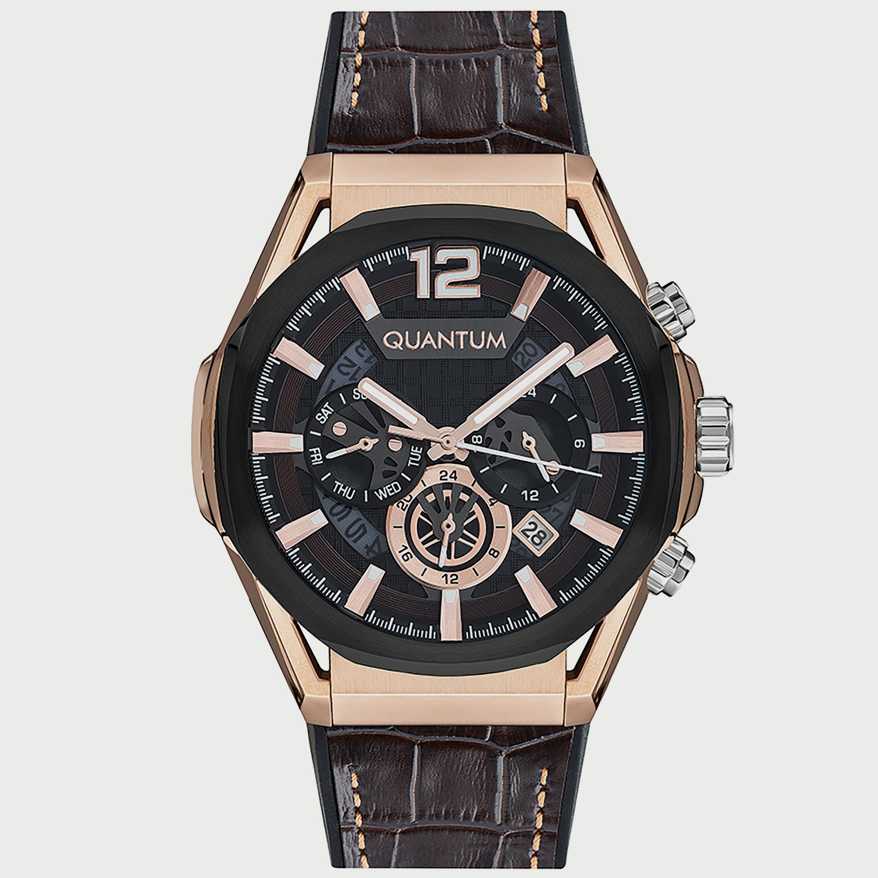  PWG970.852 ساعة للرجال من كوانتوم كرونوغراف بحزام سيليكون البني-men-watchesandjewellery-watches-image-1