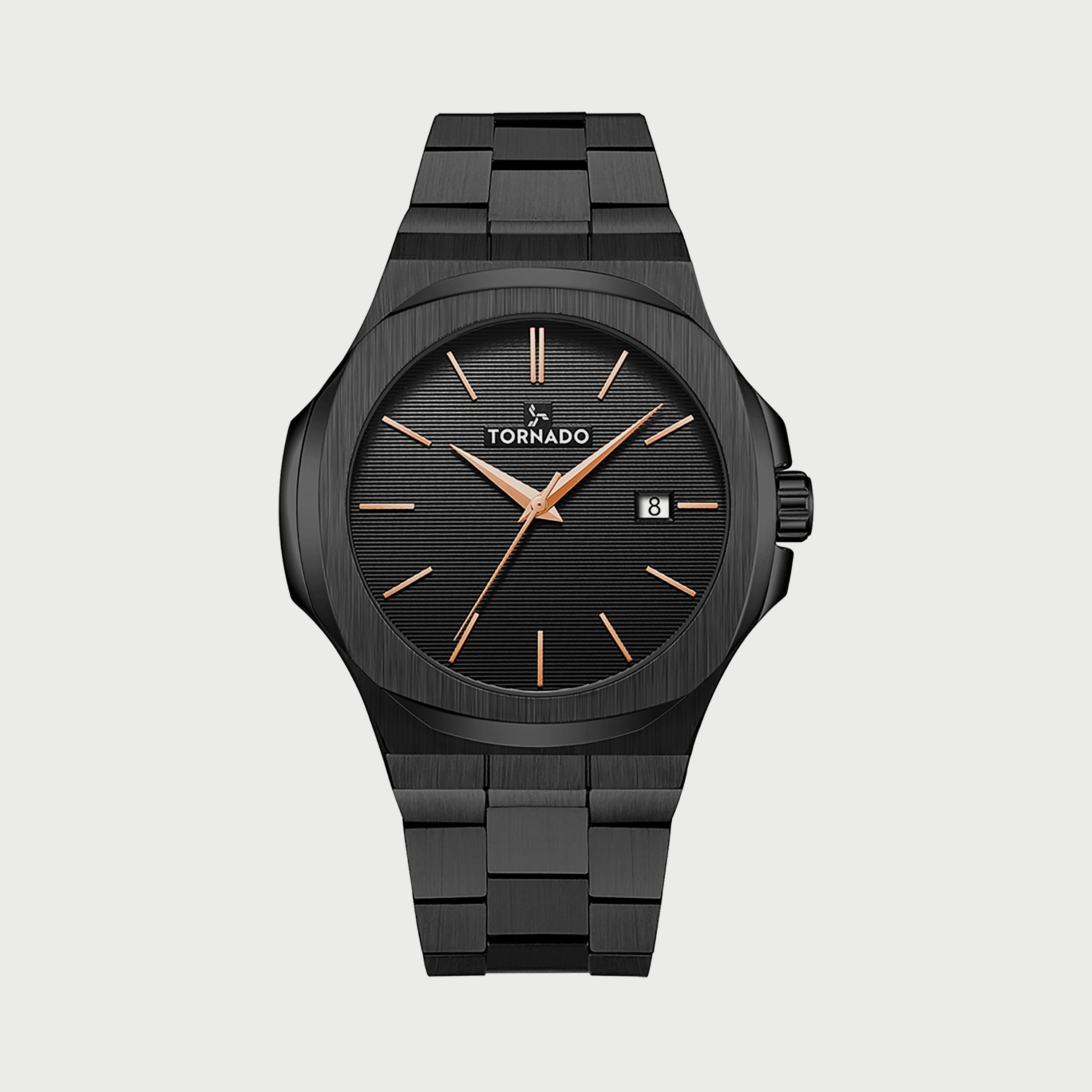 ساعة تورنادو للرجال بسوار من الستانلس ستيل باللون الأسود T21001-BBBBK-men-watchesandjewellery-watches-image-1