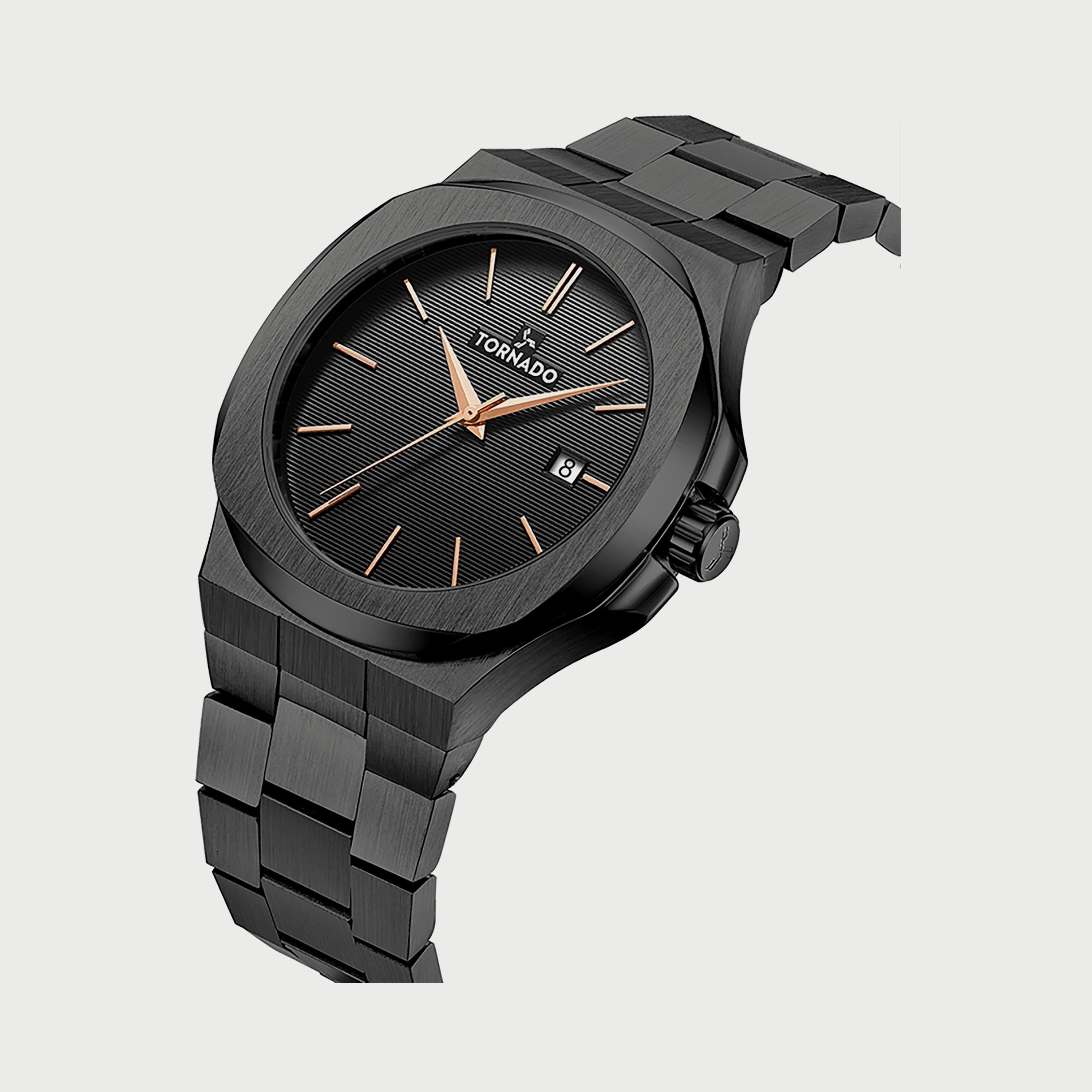 ساعة تورنادو للرجال بسوار من الستانلس ستيل باللون الأسود T21001-BBBBK-men-watchesandjewellery-watches-image-2
