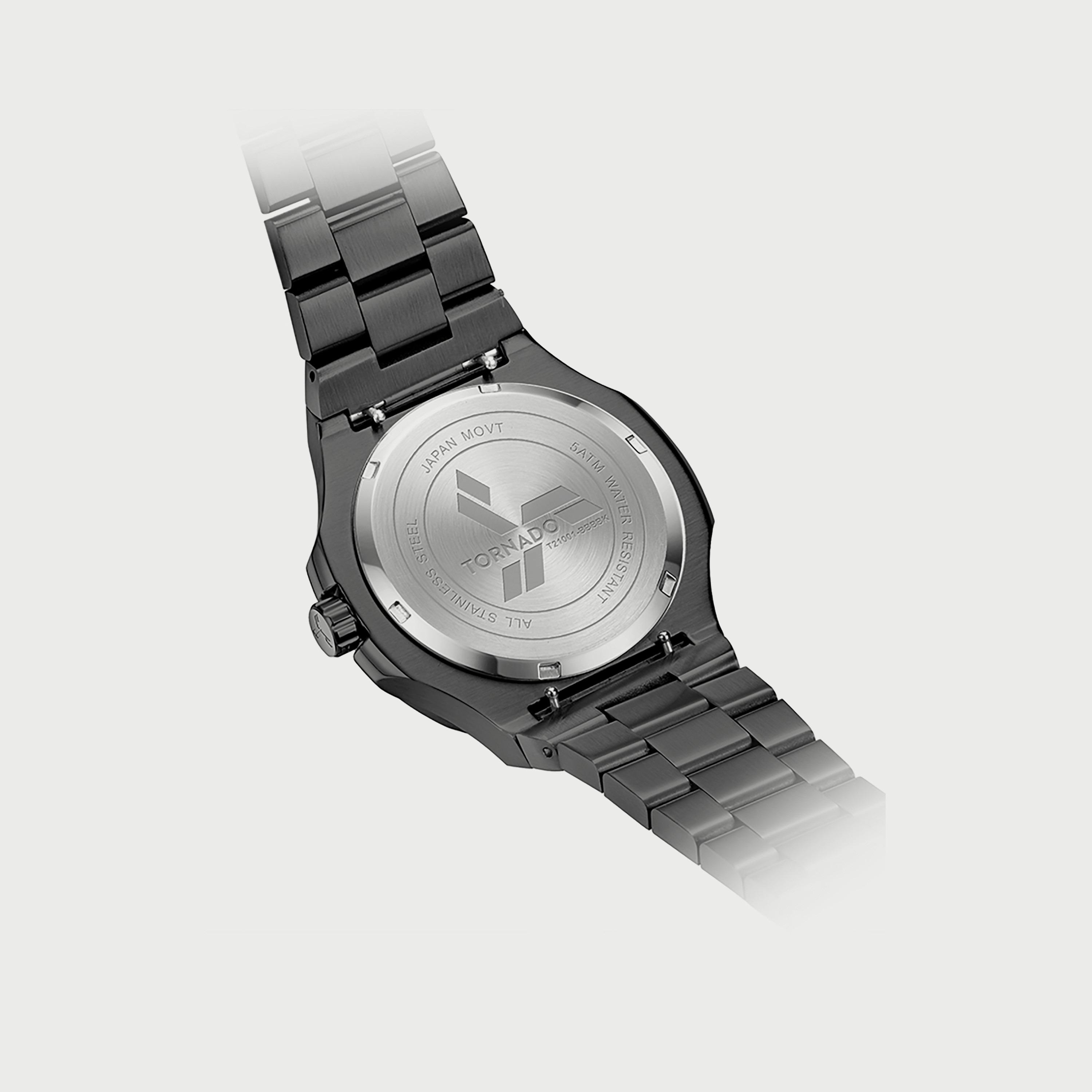 ساعة تورنادو للرجال بسوار من الستانلس ستيل باللون الأسود T21001-BBBBK-men-watchesandjewellery-watches-image-3