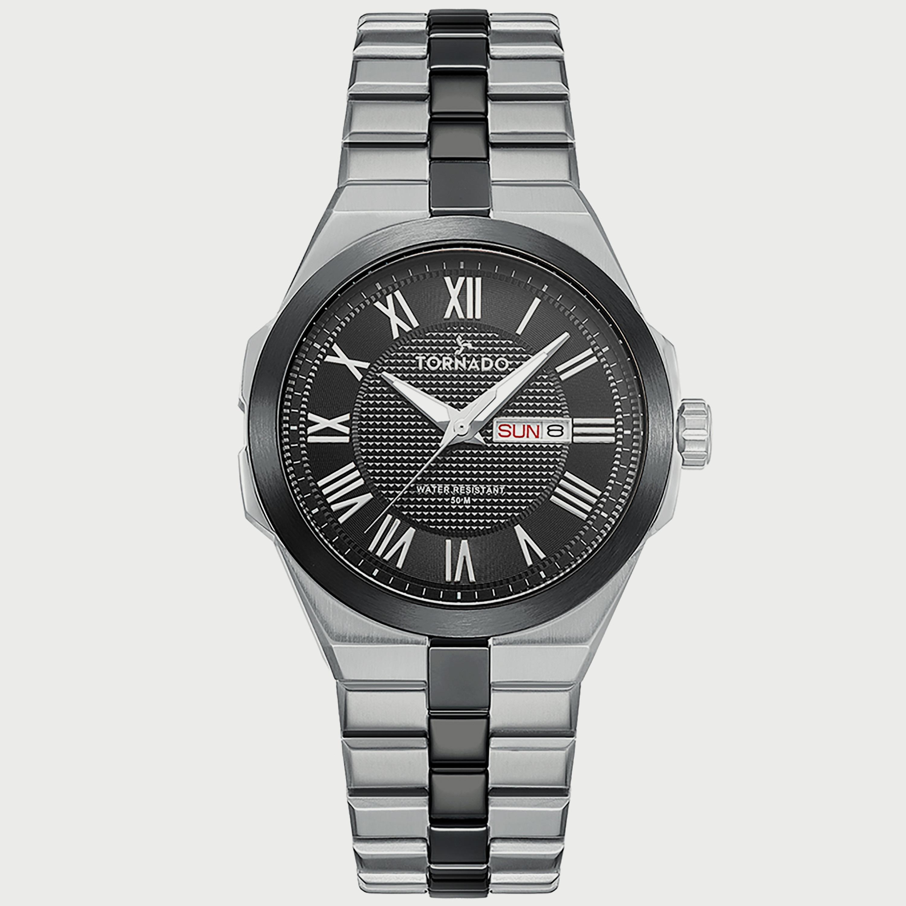 ساعة تورنادو للرجال بسوار من الستانلس ستيل باللون الفضي T8007B-YBYB-men-watchesandjewellery-watches-image-1