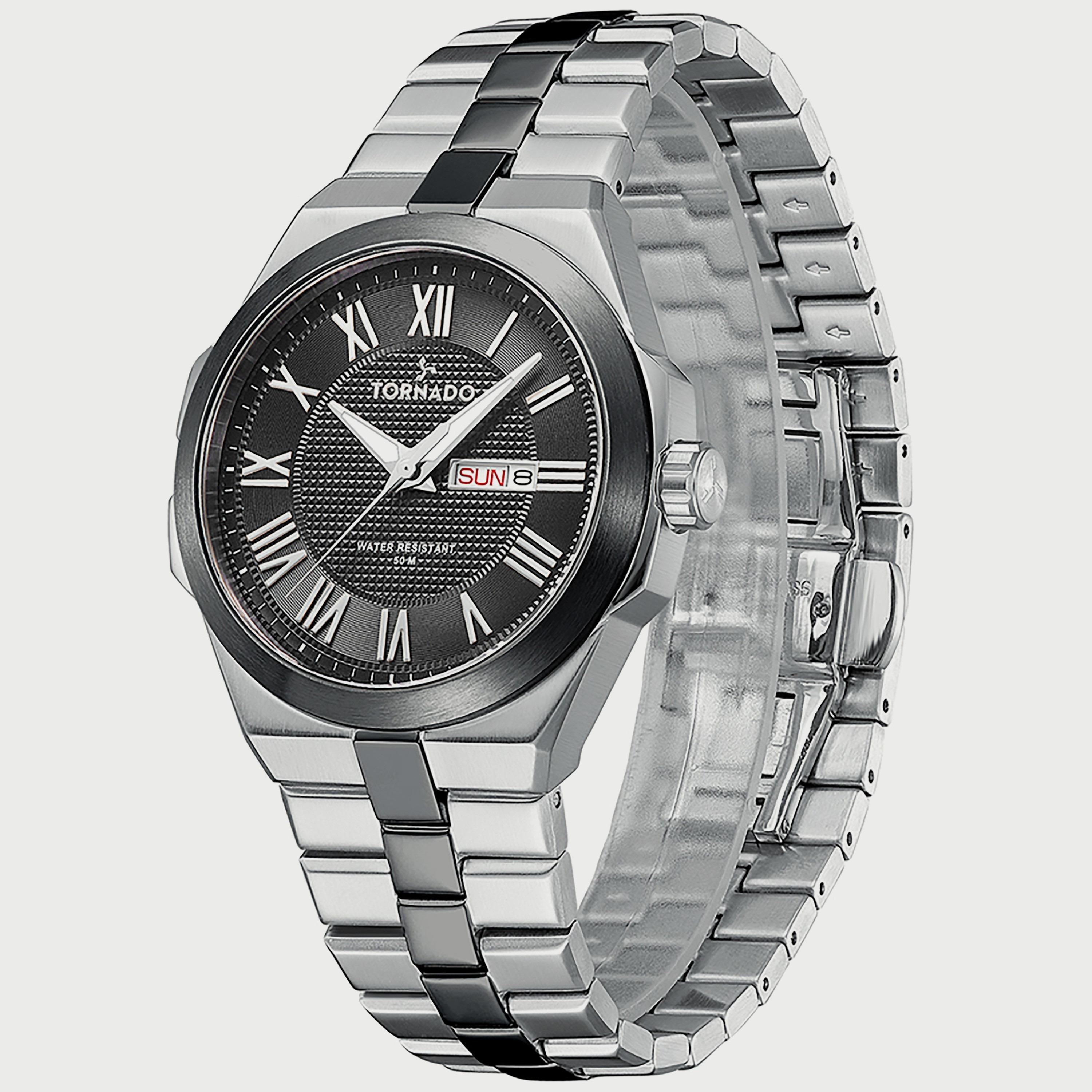 ساعة تورنادو للرجال بسوار من الستانلس ستيل باللون الفضي T8007B-YBYB-men-watchesandjewellery-watches-image-2