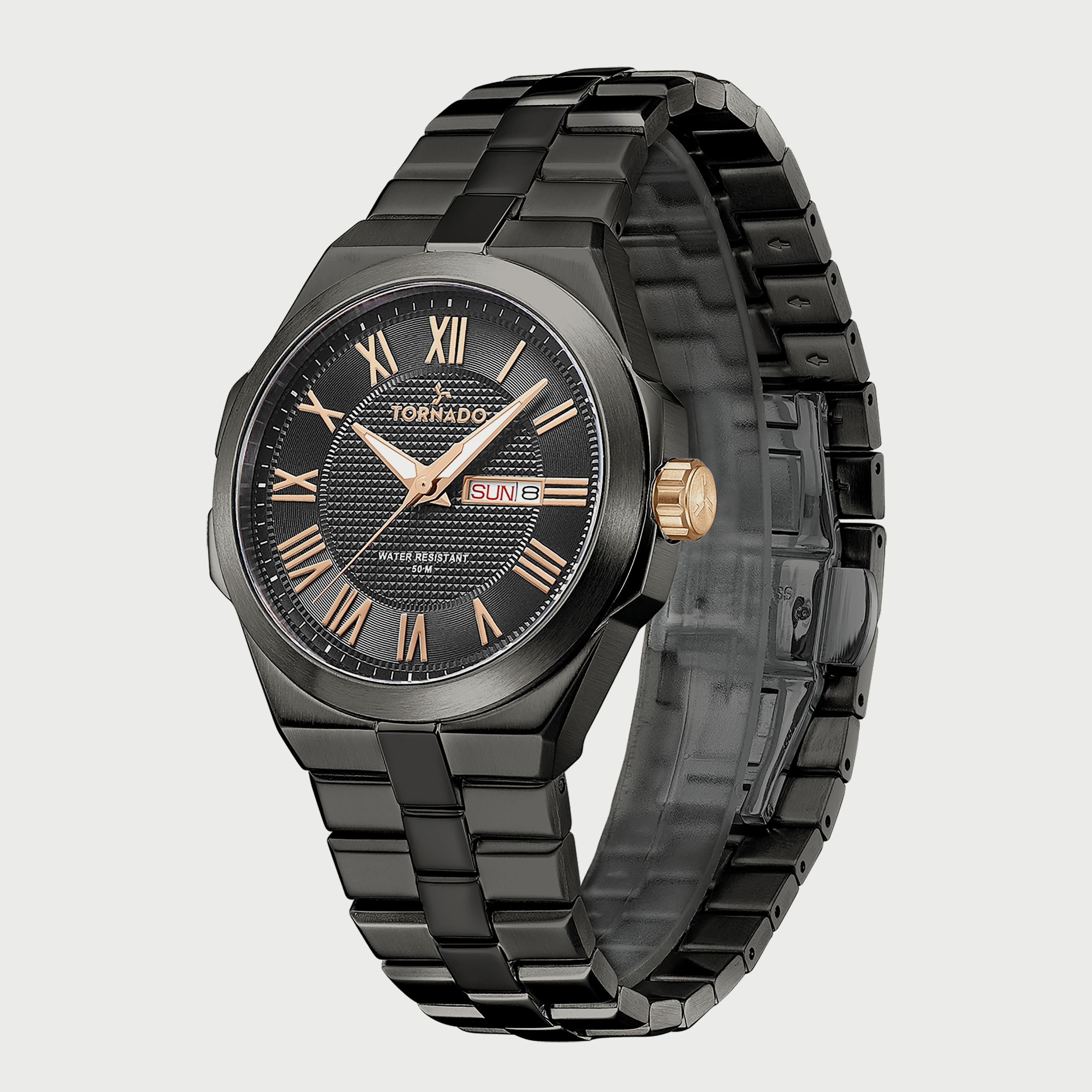 ساعة تورنادو للرجال بسوار من الستانلس ستيل باللون الأسود T8007B-BBBBK-men-watchesandjewellery-watches-image-2