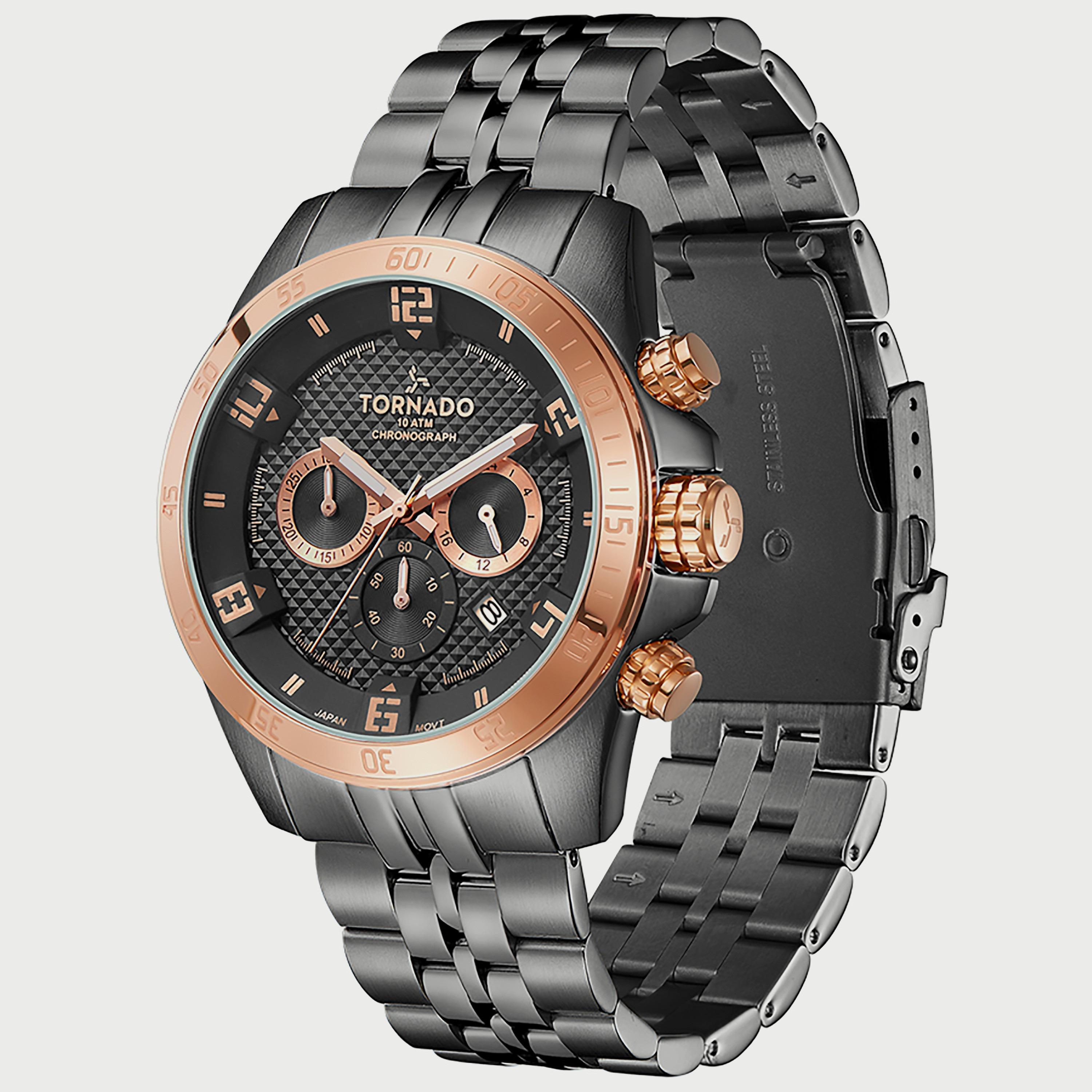ساعة تورنادو للرجال كرونوغراف معدني بسوار ستانلس ستيل T3149B-XBXBK-men-watchesandjewellery-watches-image-2