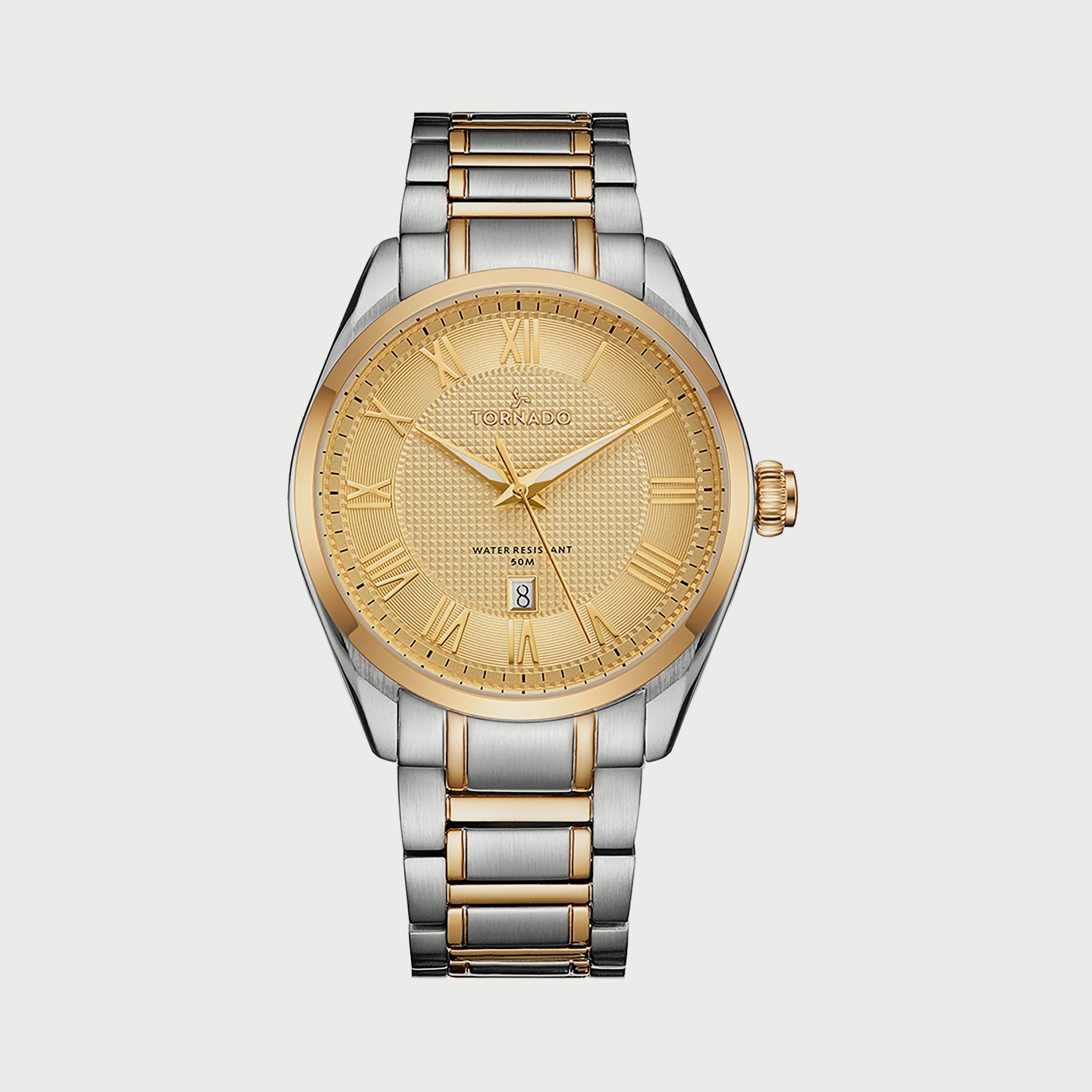 ساعة تورنادو للرجال فضي وذهبي انالوج بسوار ستانلس ستيل T8007-TBTC-men-watchesandjewellery-watches-image-1