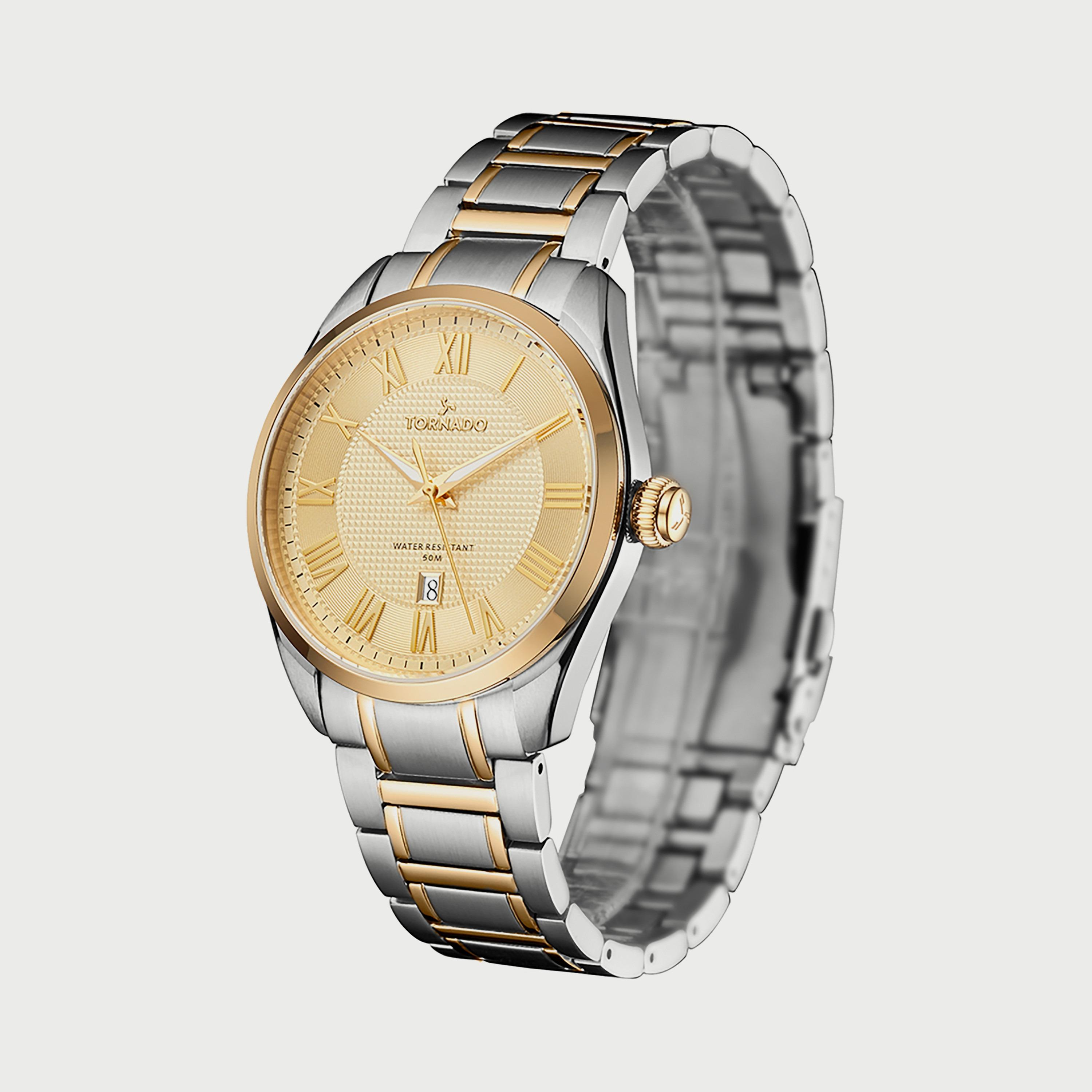 ساعة تورنادو للرجال فضي وذهبي انالوج بسوار ستانلس ستيل T8007-TBTC-men-watchesandjewellery-watches-image-2