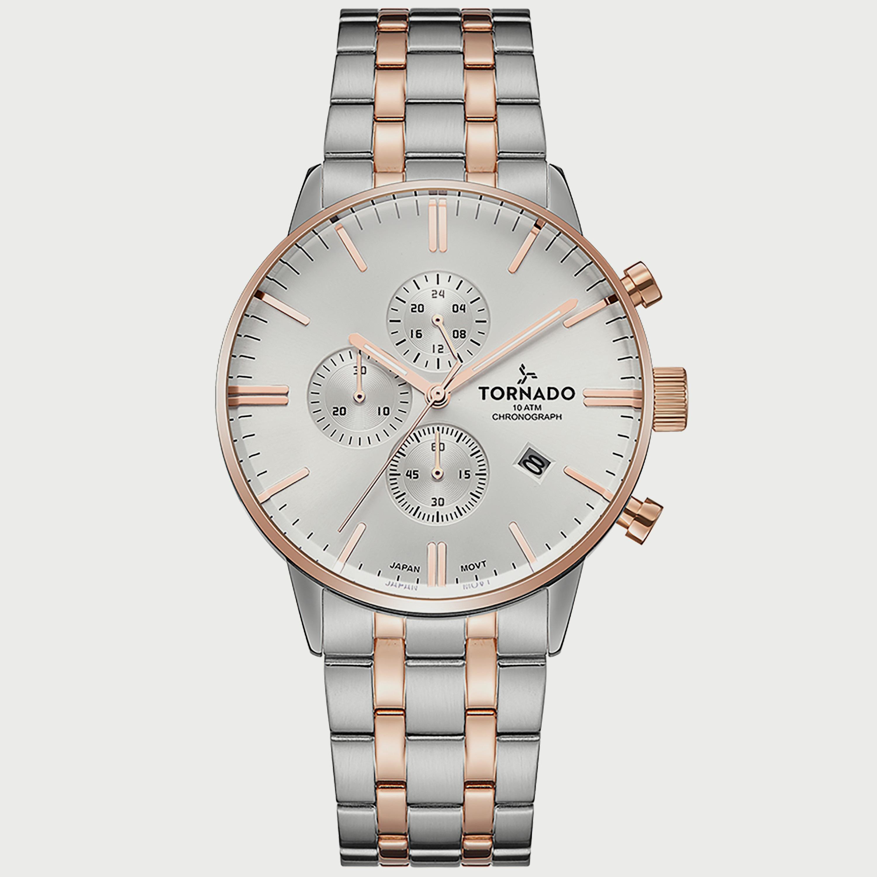  T6102-KBKSK ساعة كرونوغراف للرجال من تورنيدو بسوار فضي وذهبي الوردي من الستانلس ستيل -men-watchesandjewellery-watches-image-1
