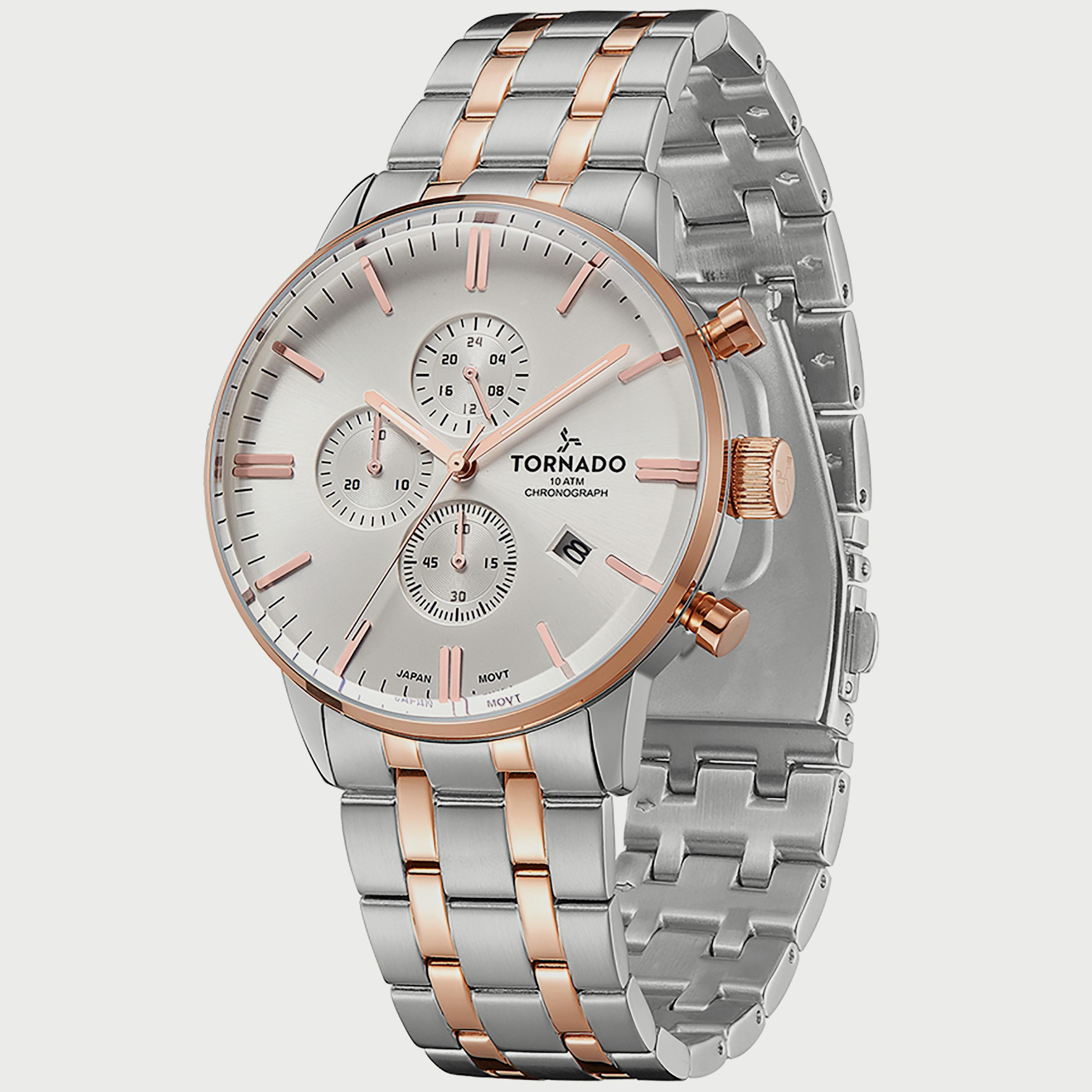  T6102-KBKSK ساعة كرونوغراف للرجال من تورنيدو بسوار فضي وذهبي الوردي من الستانلس ستيل -men-watchesandjewellery-watches-image-2