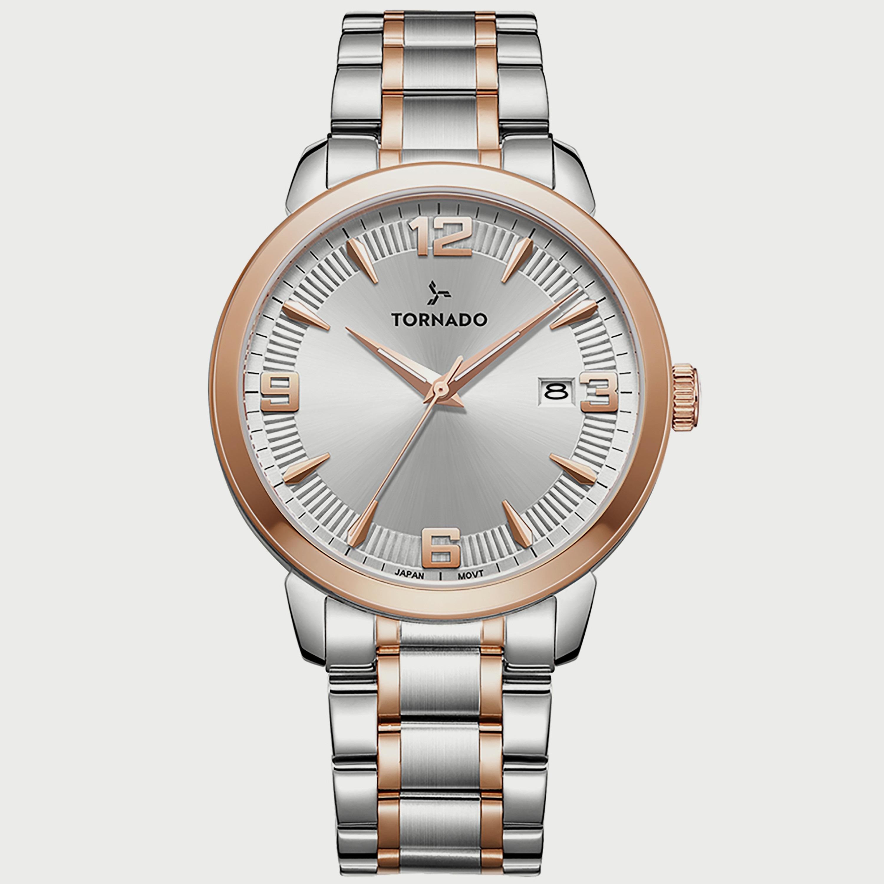 ساعة تورنادو للرجال باللونين الفضي والذهبي الوردي وبسوار ستانلس ستيل T9006B-KBKW-men-watchesandjewellery-watches-image-1