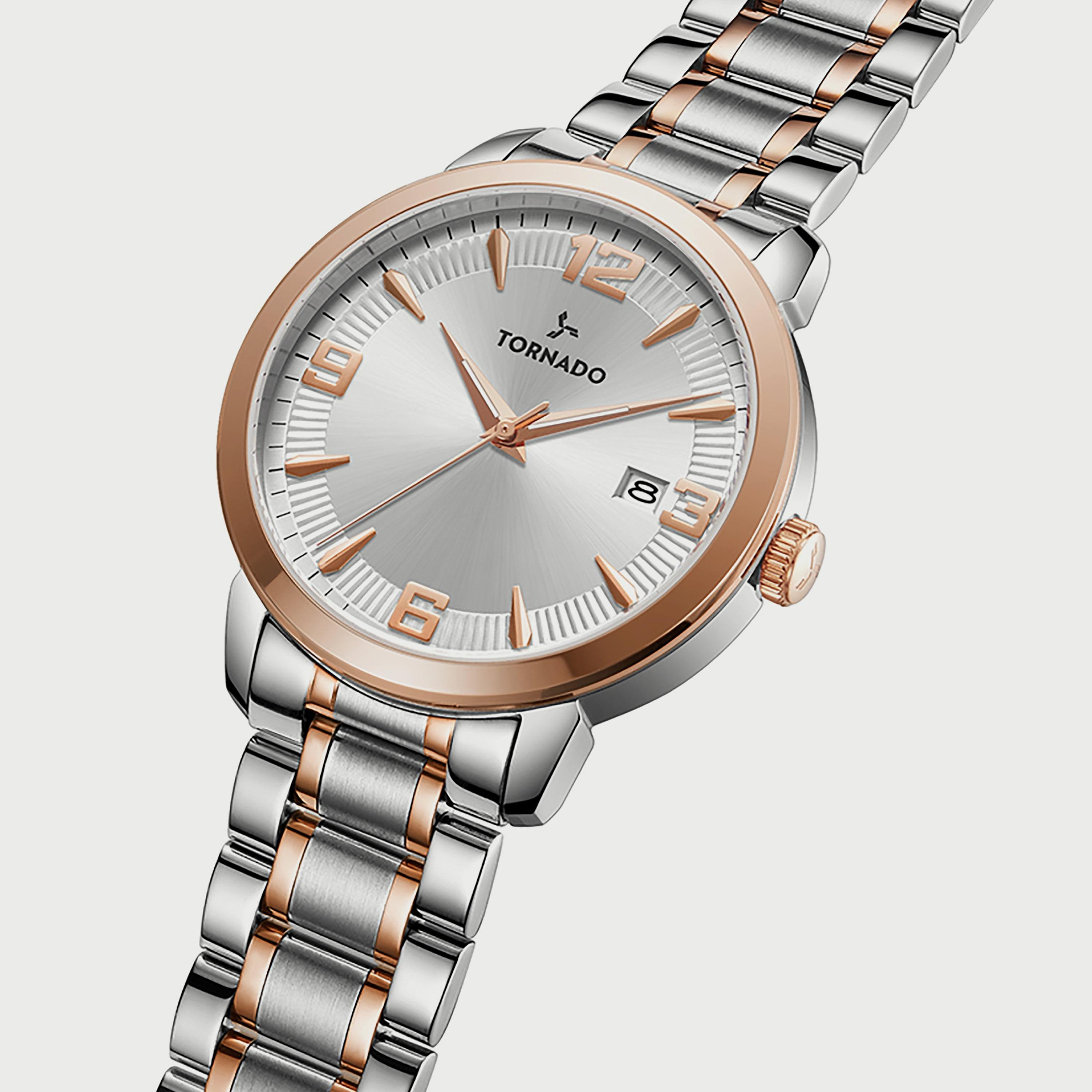 ساعة تورنادو للرجال باللونين الفضي والذهبي الوردي وبسوار ستانلس ستيل T9006B-KBKW-men-watchesandjewellery-watches-image-2