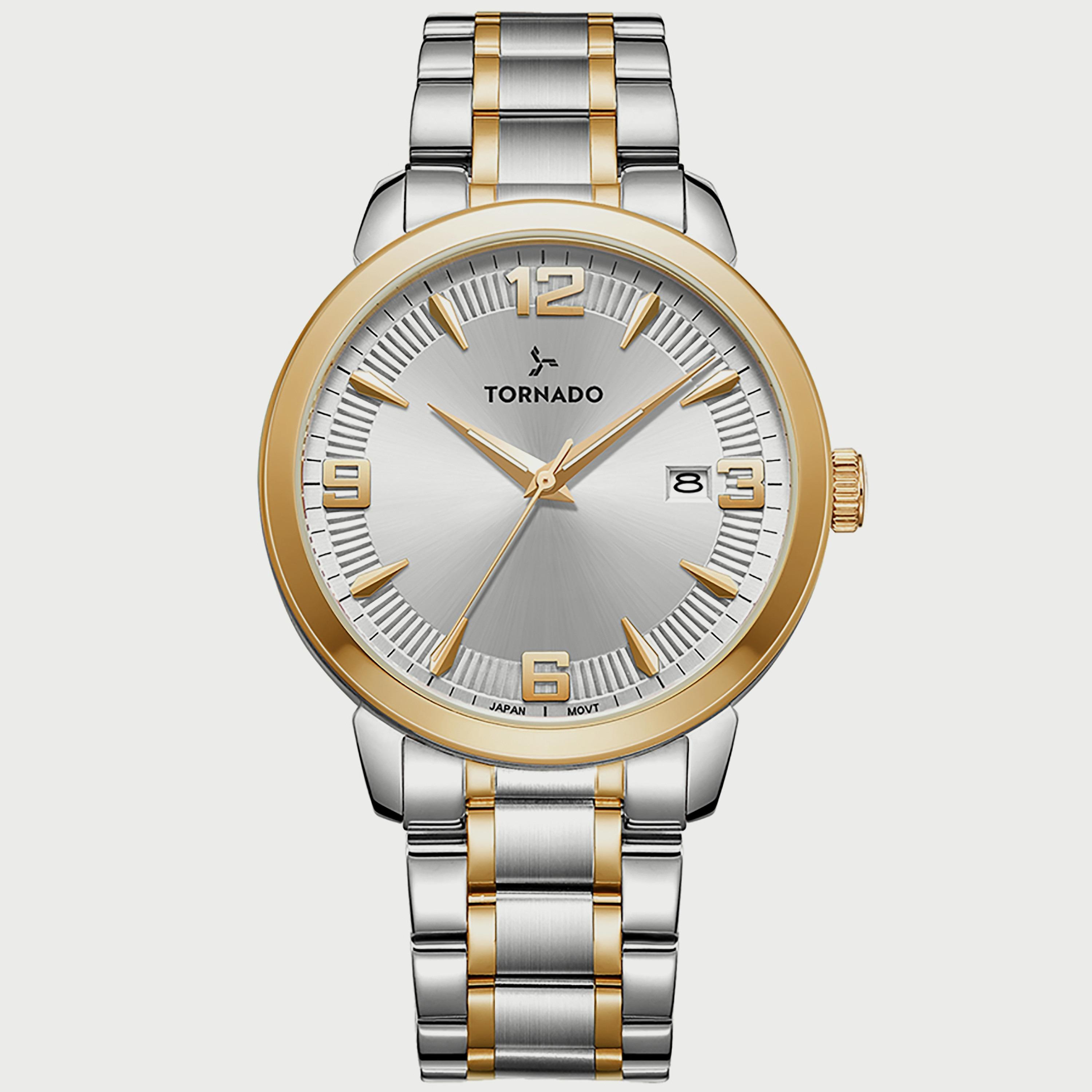 ساعة تورنادو للرجال فضي وذهبي انالوج بسوار ستانلس ستيل T9006B-TBTW-men-watchesandjewellery-watches-image-1