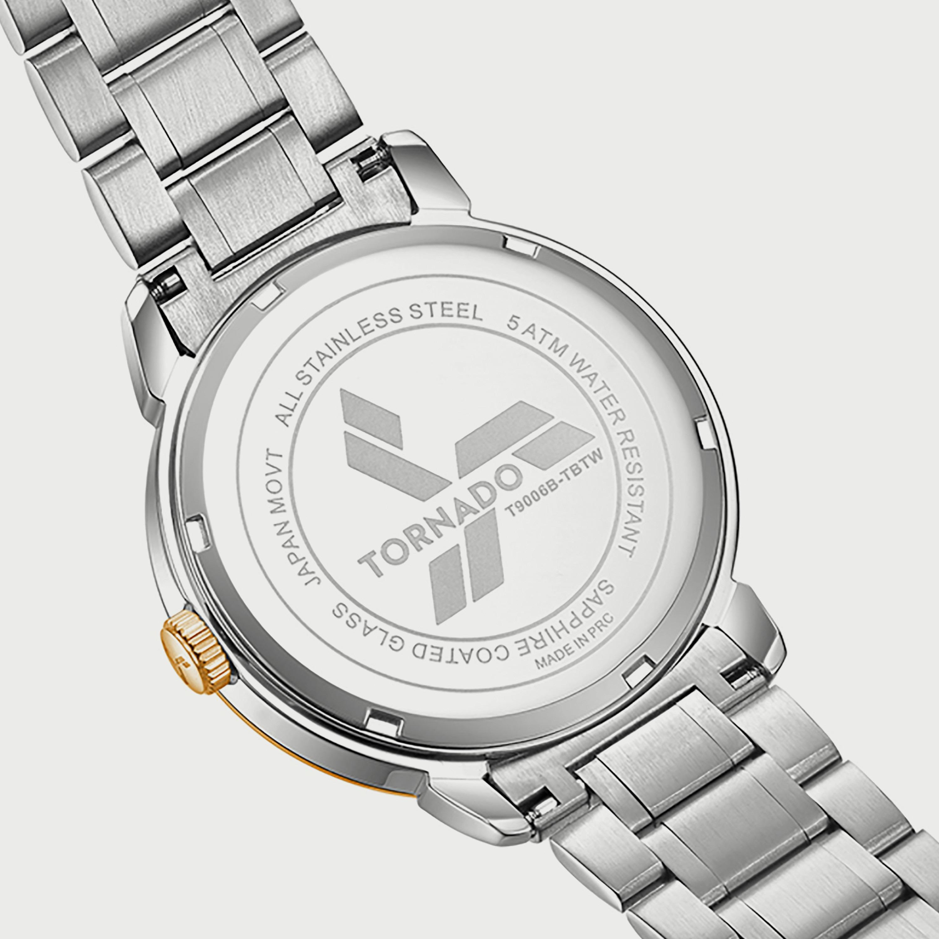 ساعة تورنادو للرجال فضي وذهبي انالوج بسوار ستانلس ستيل T9006B-TBTW-men-watchesandjewellery-watches-image-4