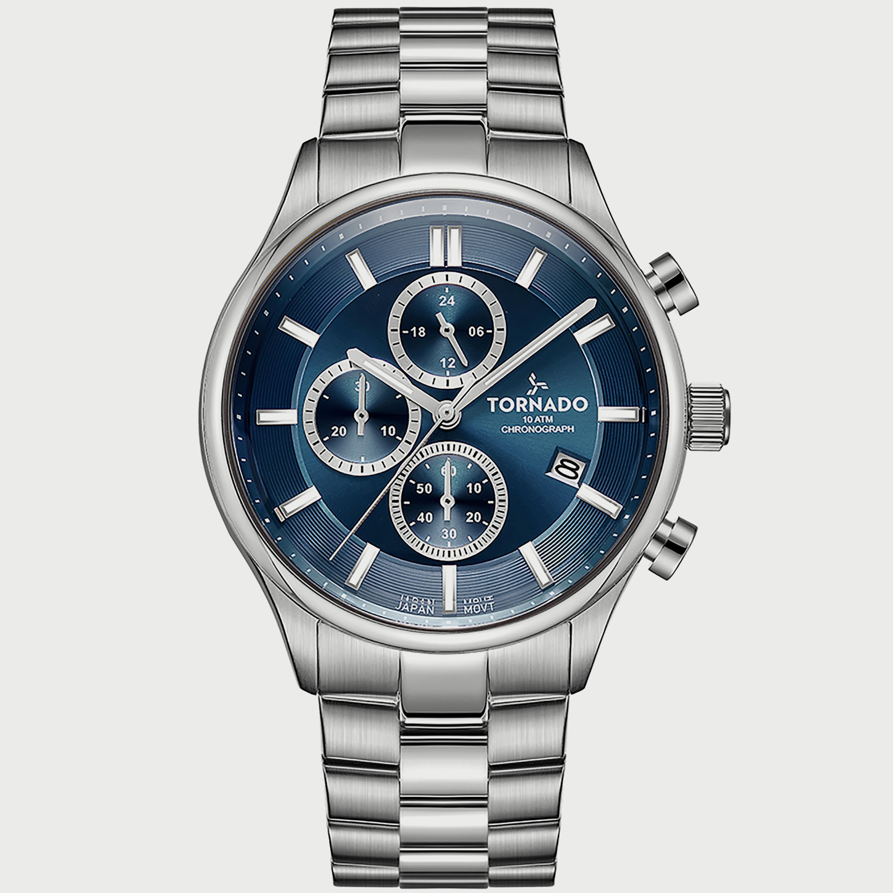  T6106B-SBSN ساعة كرونوغراف للرجال من تورنيدو بسوارفضي من الستانلس ستيل -men-watchesandjewellery-watches-image-1