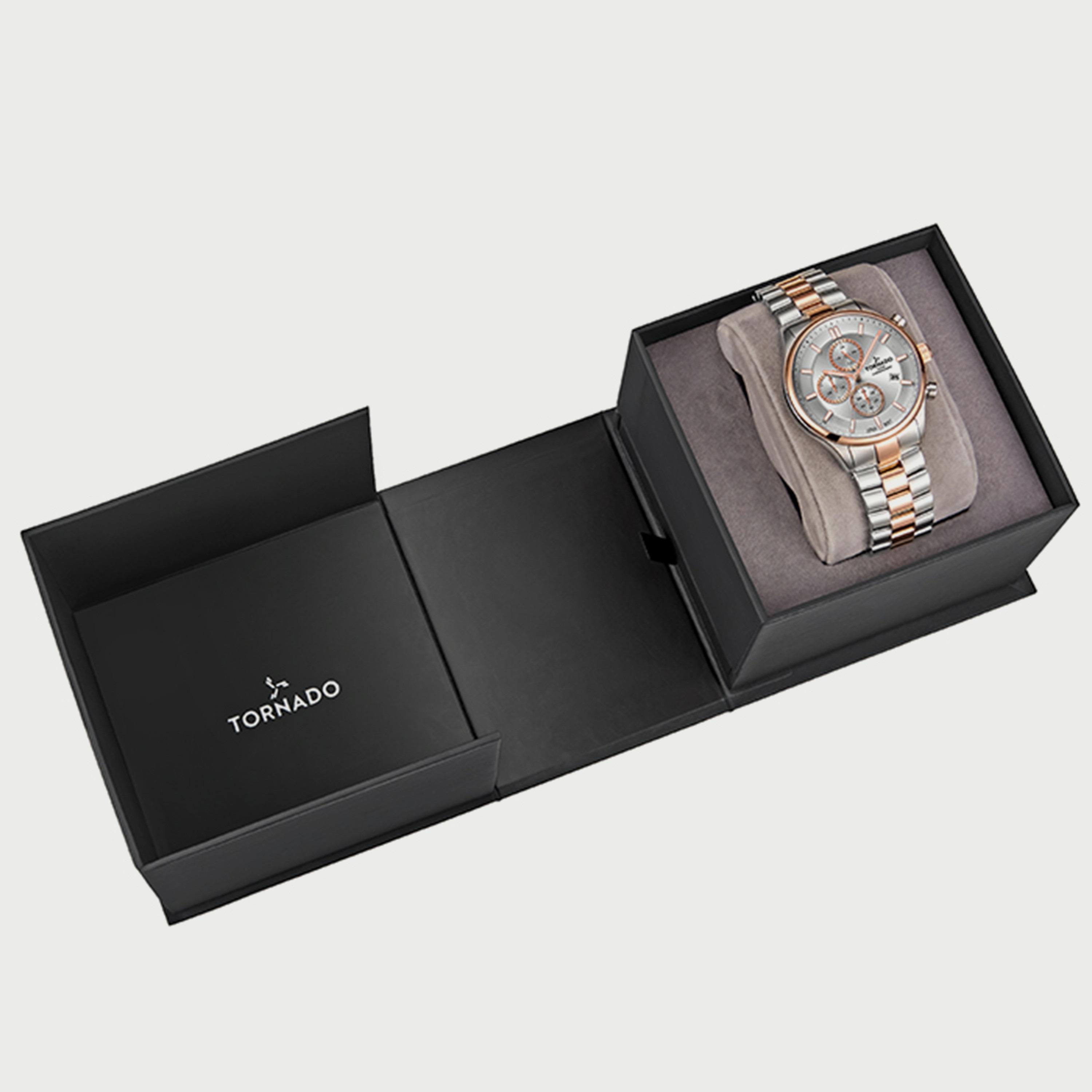  T6106B-KBKW ساعة كرونوغراف للرجال من تورنيدو بسوار فضي وذهبي الوردي من الستانلس ستيل -men-watchesandjewellery-watches-image-4