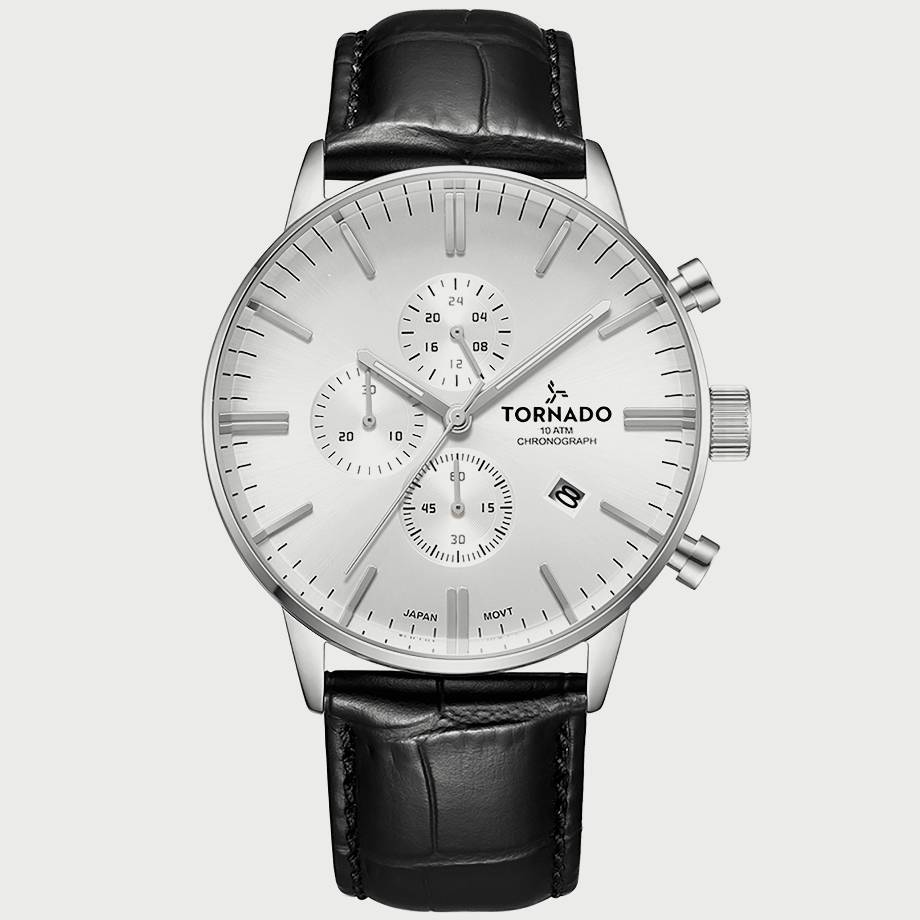  T6102-SLBW ساعة كرونوغراف للرجال من تورنيدو بسوار جلدي أسود-men-watchesandjewellery-watches-image-1