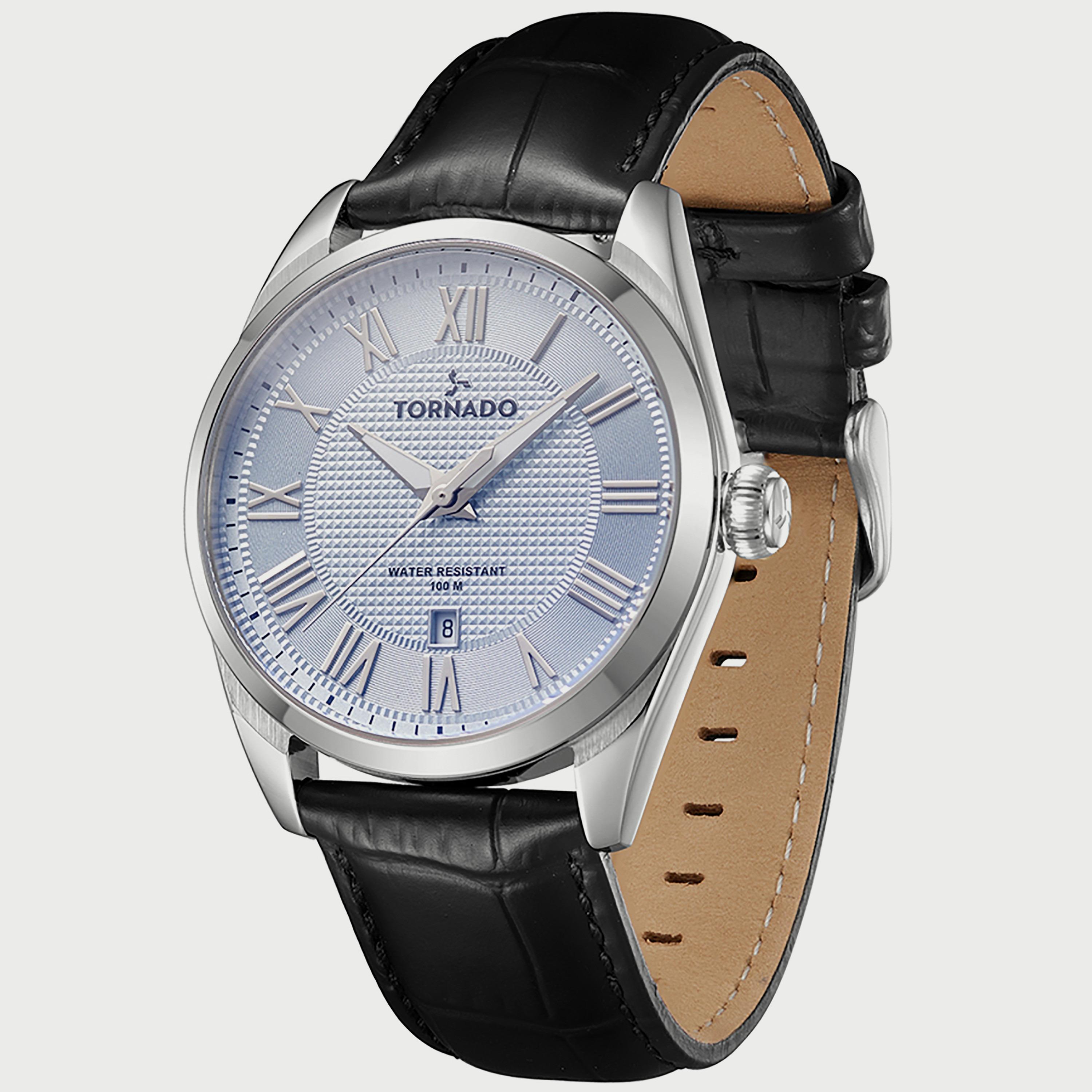 Tornado Men's Black Analog Leather Strap Watch T8007-SLBL-men-watchesandjewellery-watches-image-2