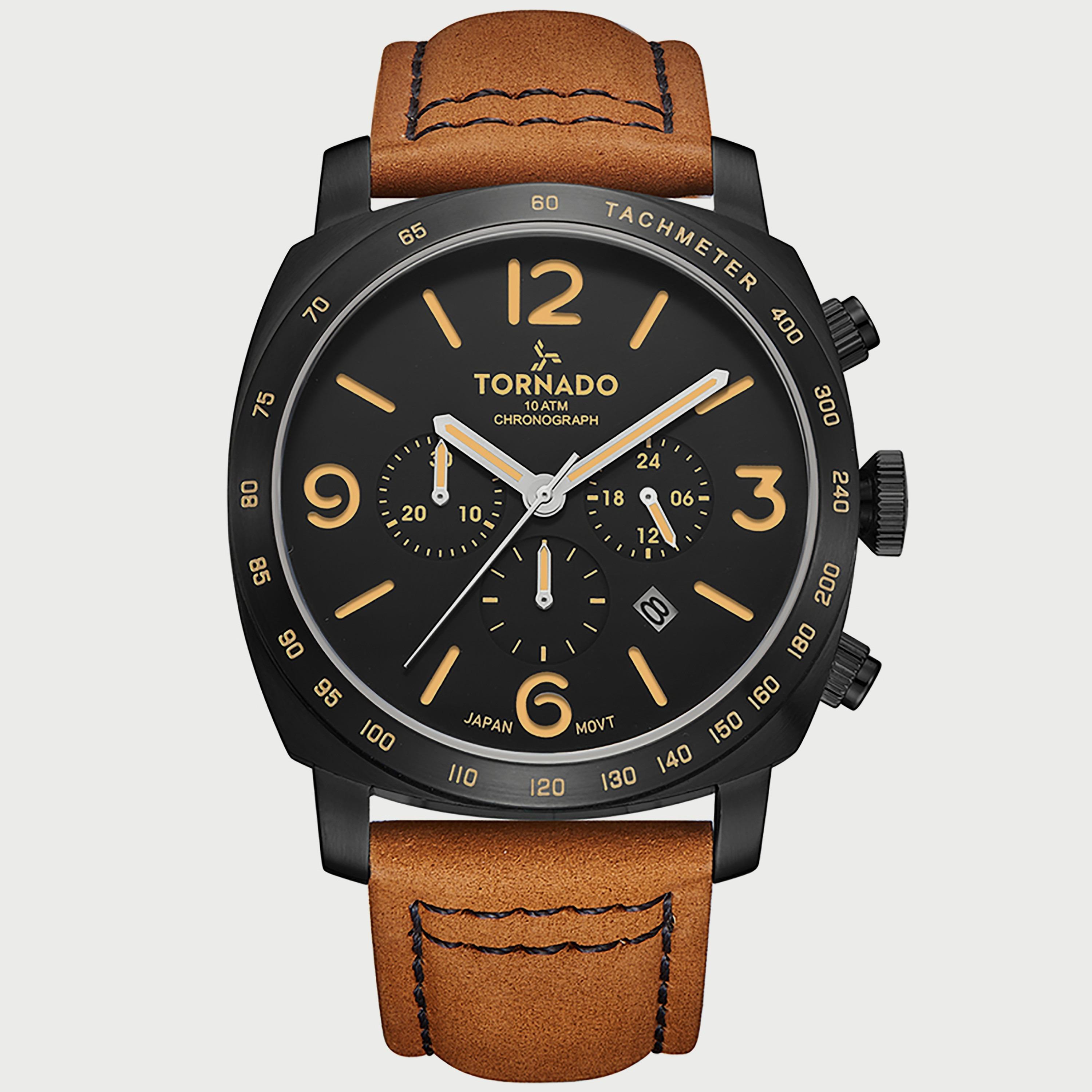 Tornado Men's Brown Chronograph Leather Strap Watch T9102-BLEB-men-watchesandjewellery-watches-image-1