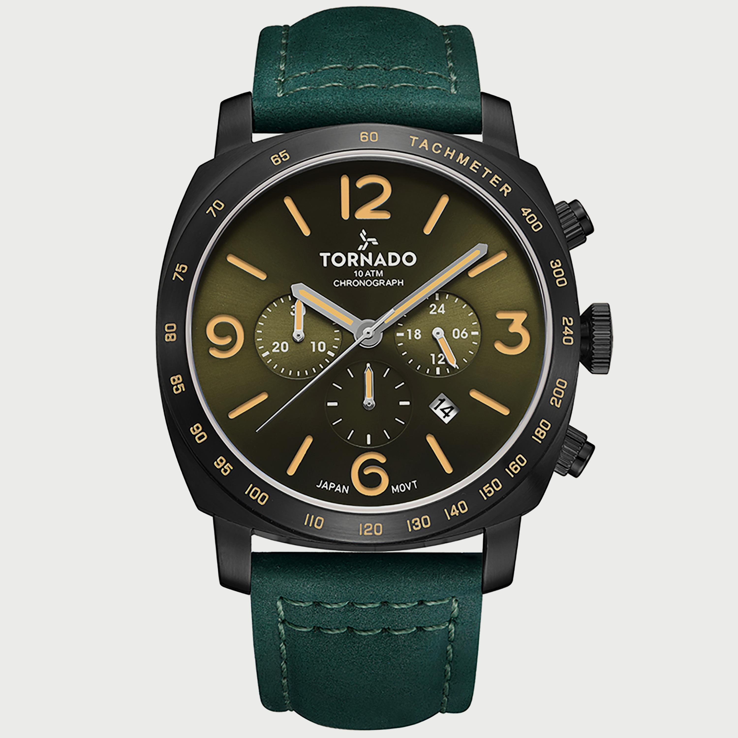 Tornado Men's Green Chronograph Leather Strap Watch T9102-BLHH-men-watchesandjewellery-watches-image-1