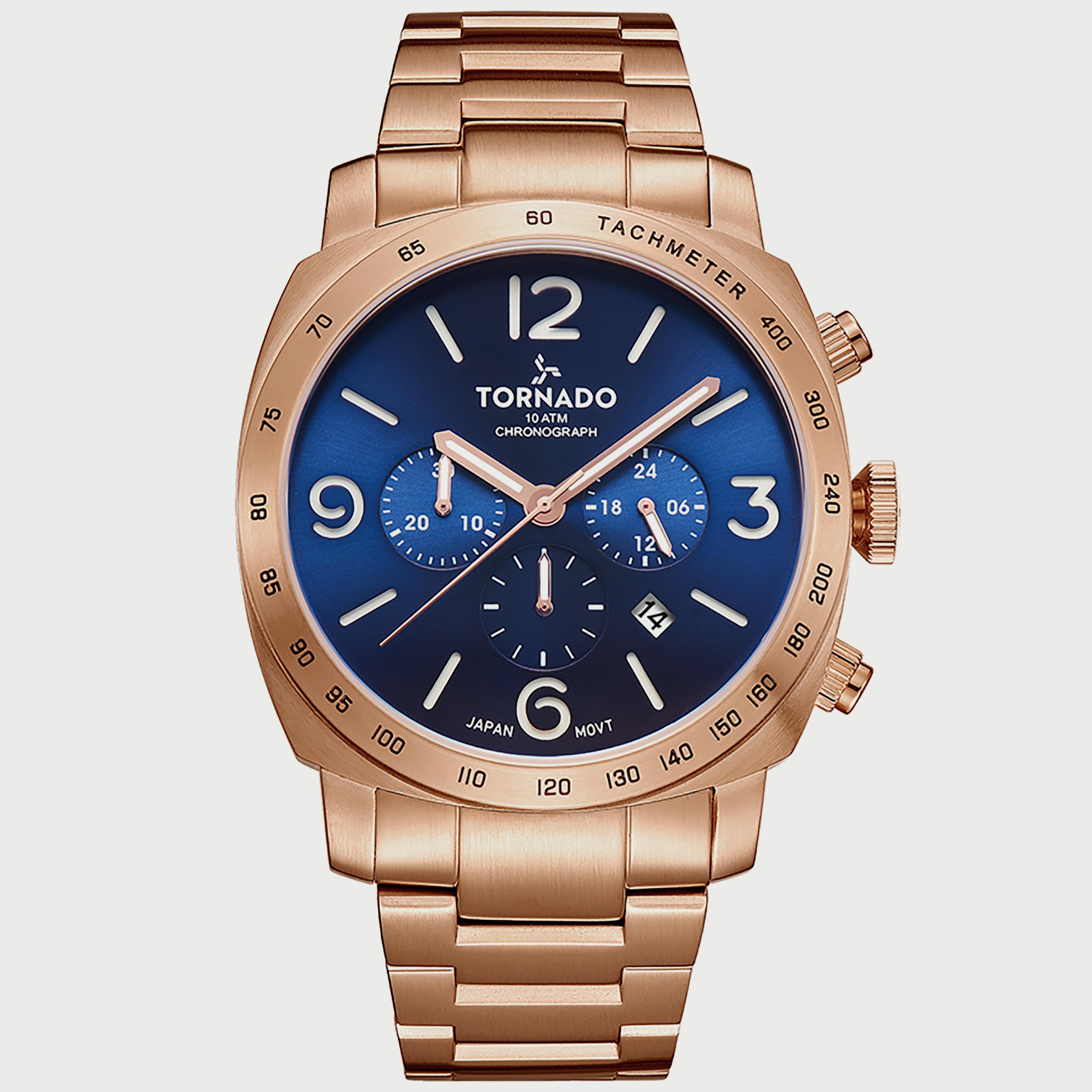  T9102B-RBKN ساعة كرونوغراف للرجال من تورنيدو بسوار ذهبي الوردي من الستانلس ستيل -men-watchesandjewellery-watches-image-1