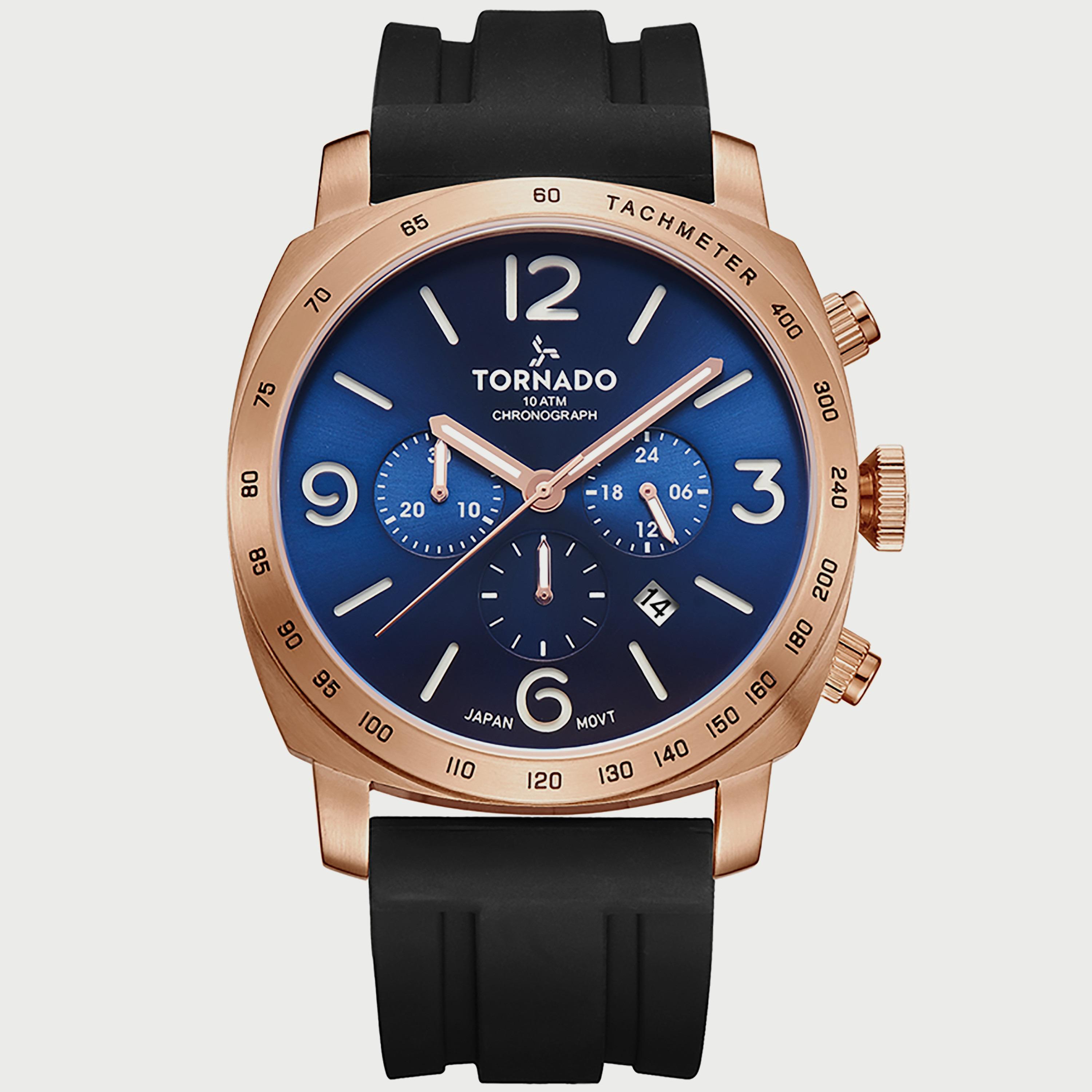  T9102-KSBN ساعة كرونوغراف للرجال من تورنيدو بسوار سليكون أسود-men-watchesandjewellery-watches-image-1