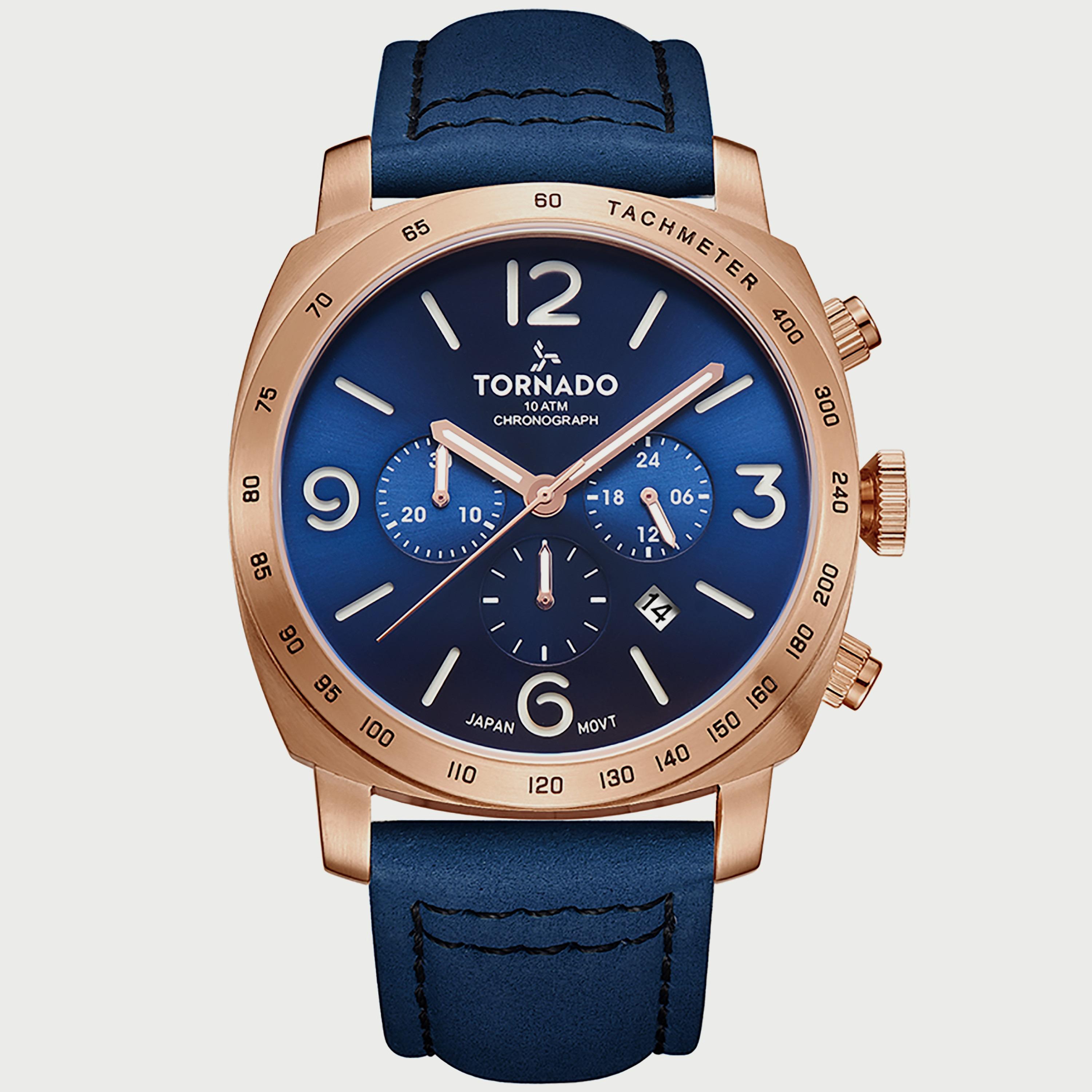 ساعة تورنادو للرجال كرونوغراف بسوار جلدي باللون الأزرق T9102-RLNN-men-watchesandjewellery-watches-image-1