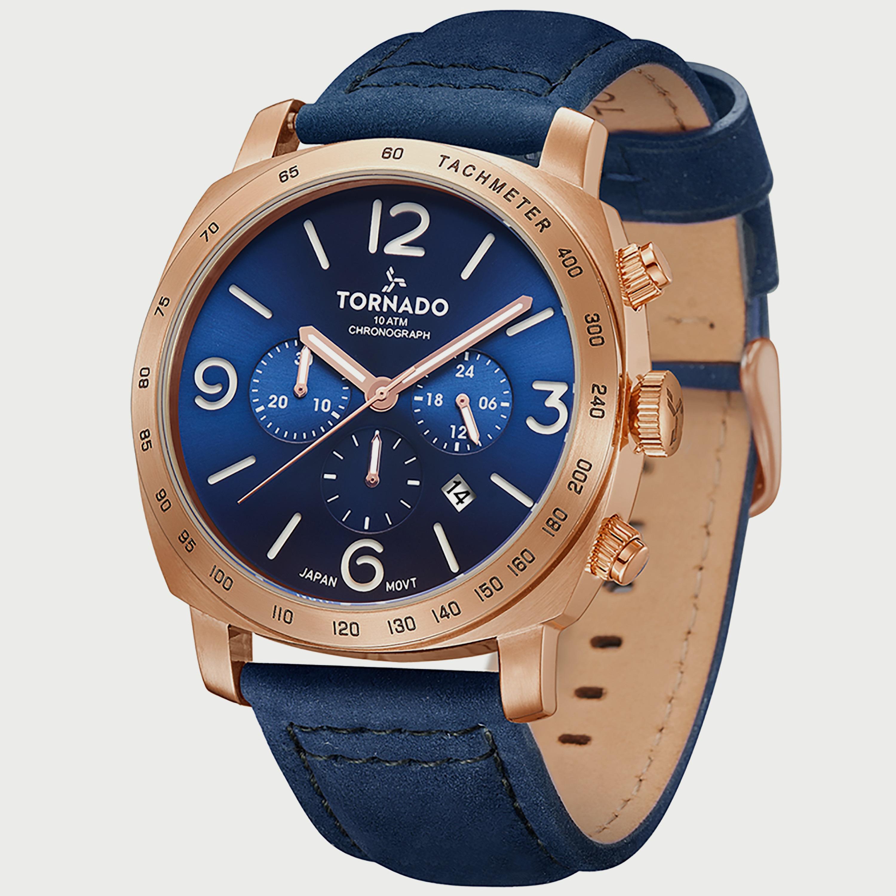 ساعة تورنادو للرجال كرونوغراف بسوار جلدي باللون الأزرق T9102-RLNN-men-watchesandjewellery-watches-image-2