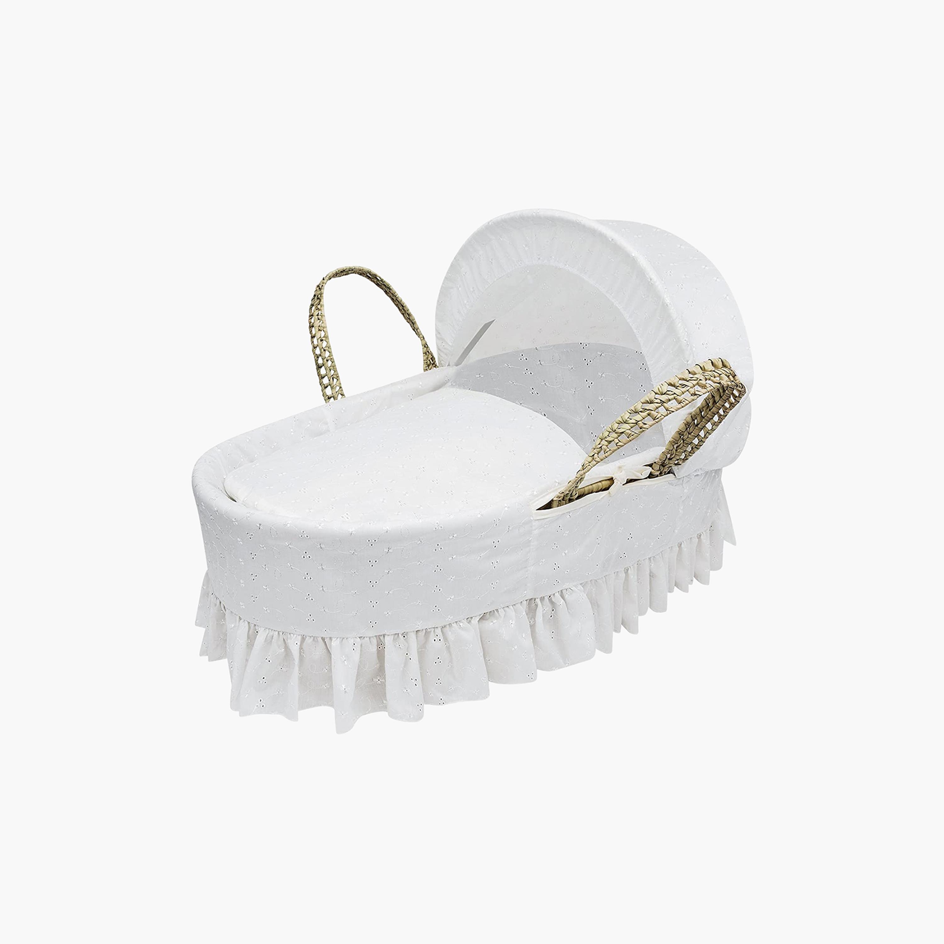 White folding moses sales basket stand