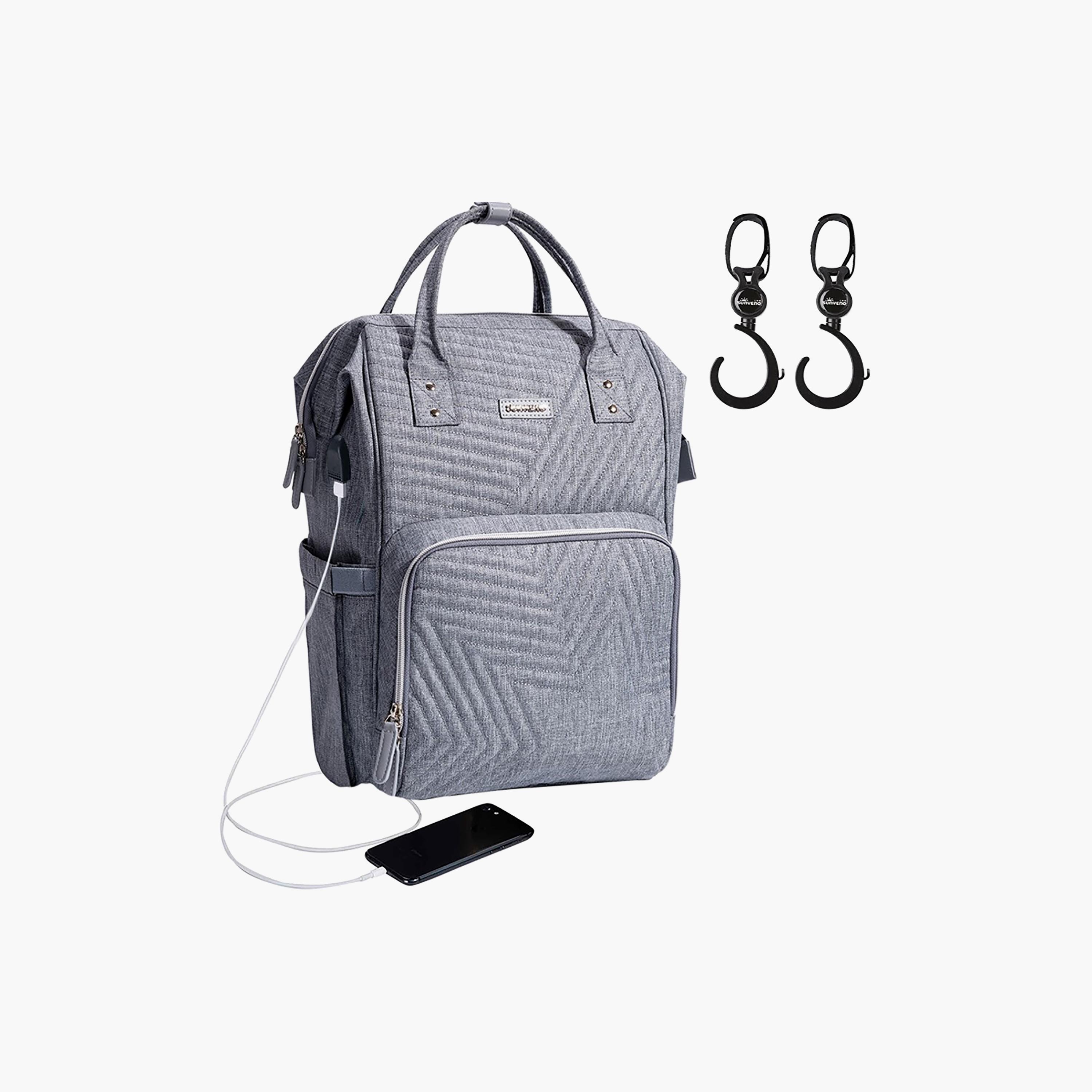 Sunveno Quilted Diaper Bag with Stroller Hooks-baby-diapering-diaperbags-image-1