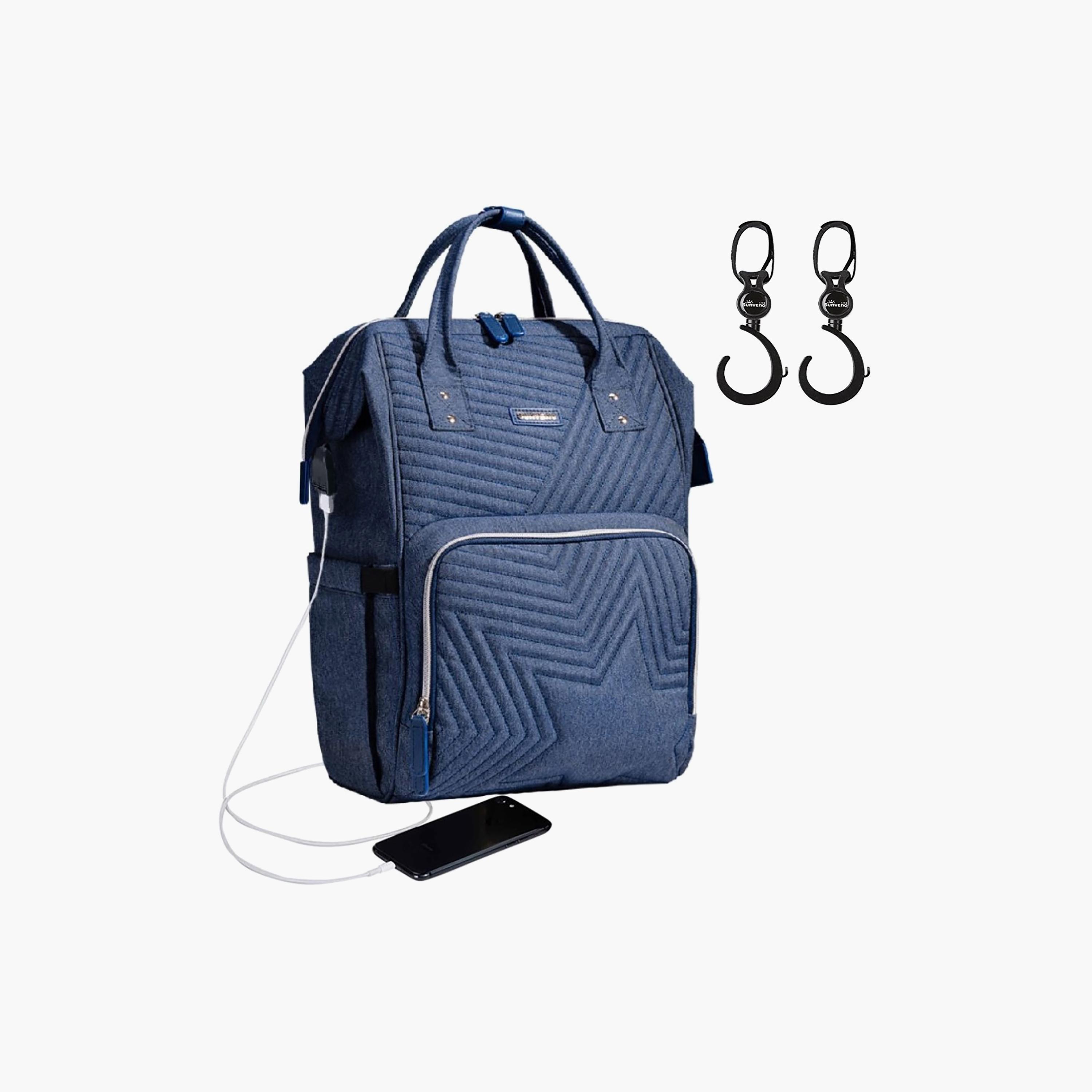 Sunveno Quilted Diaper Bag with Stroller Hooks-baby-diapering-diaperbags-image-1