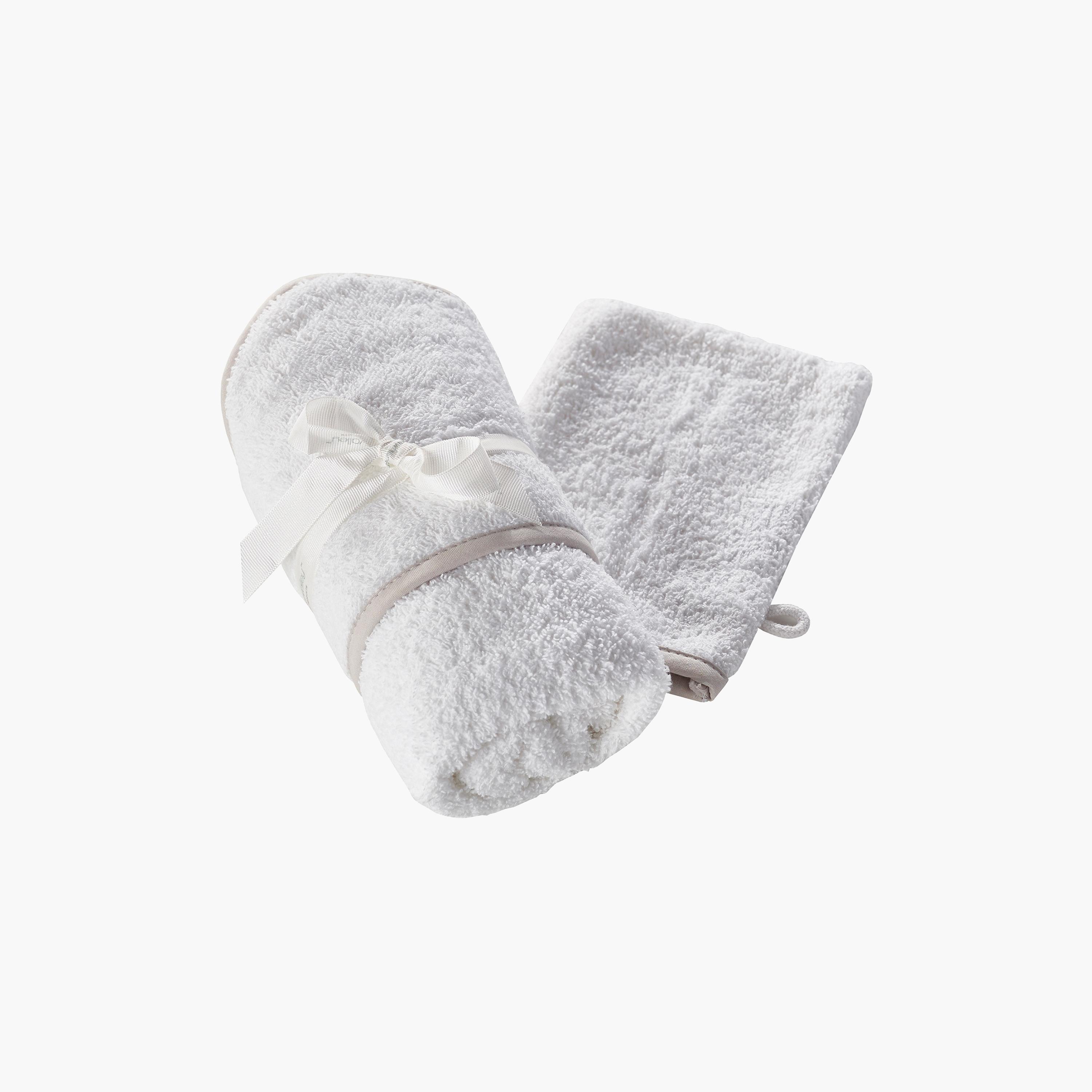 Kinder Valley Solid Hooded Towel and Wash Mitten-baby-bathandcare-towels-image-1