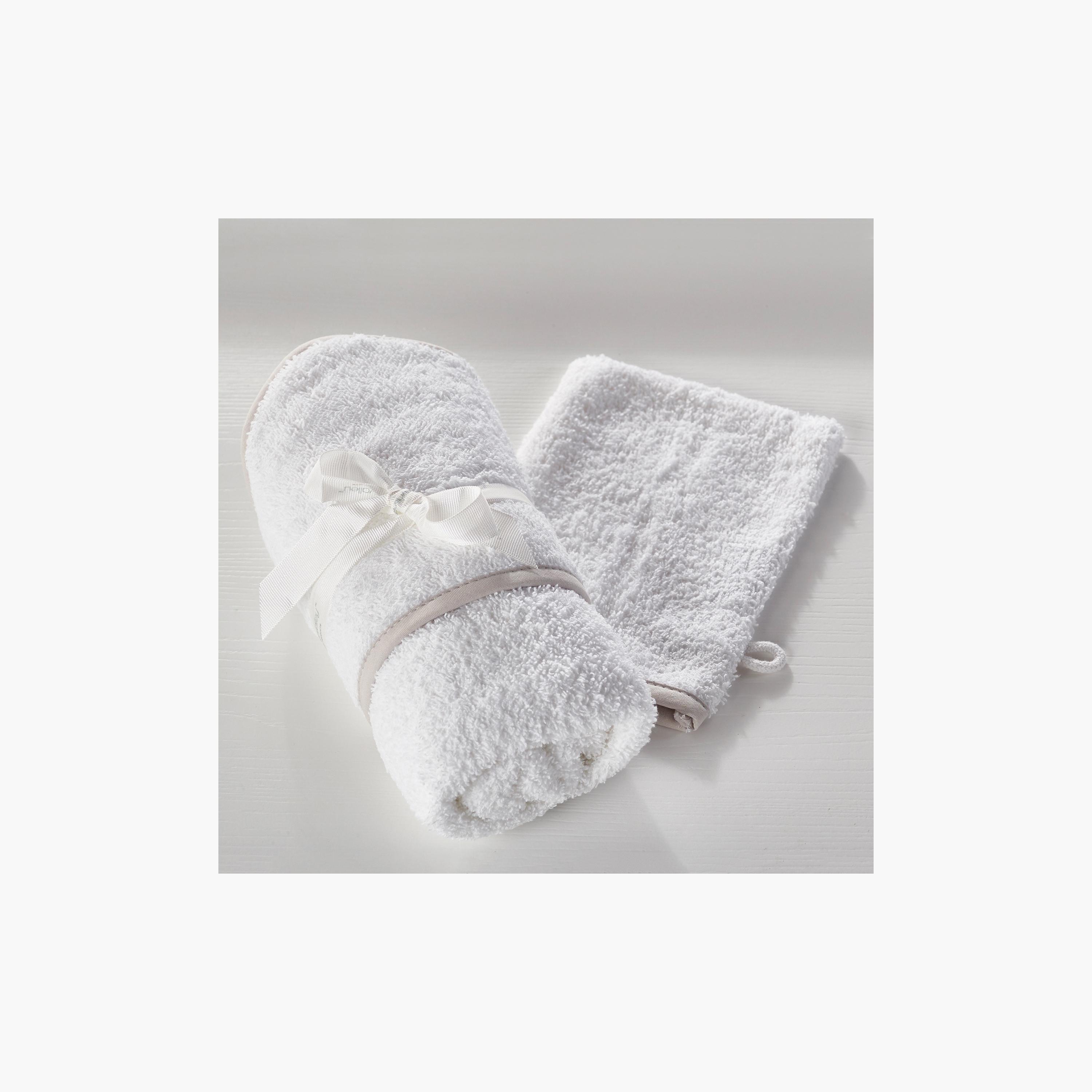 Kinder Valley Solid Hooded Towel and Wash Mitten-baby-bathandcare-towels-image-2