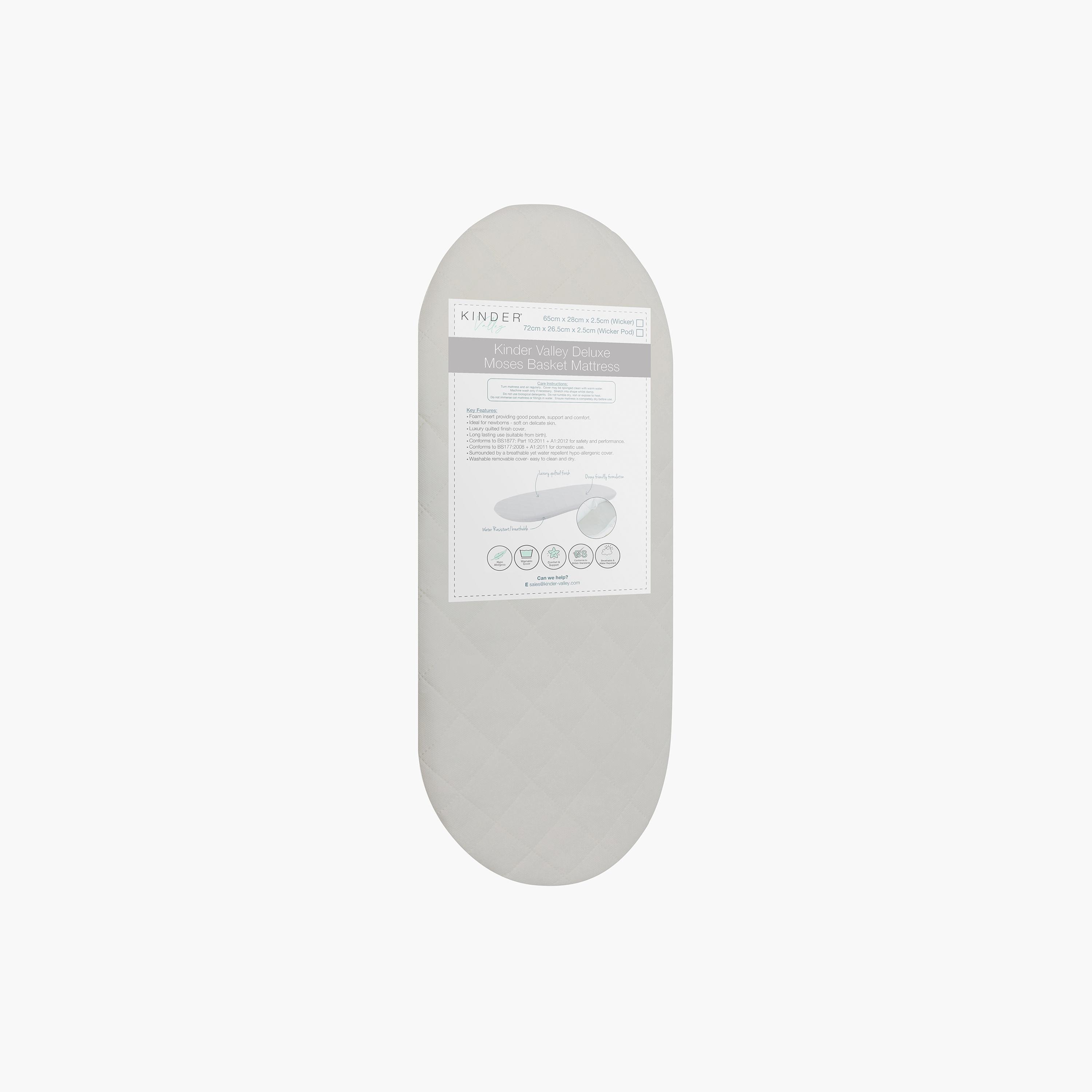Kinder Valley Pod Moses Basket Mattress - 72x27 cm-baby-nursery-mattresses-image-1