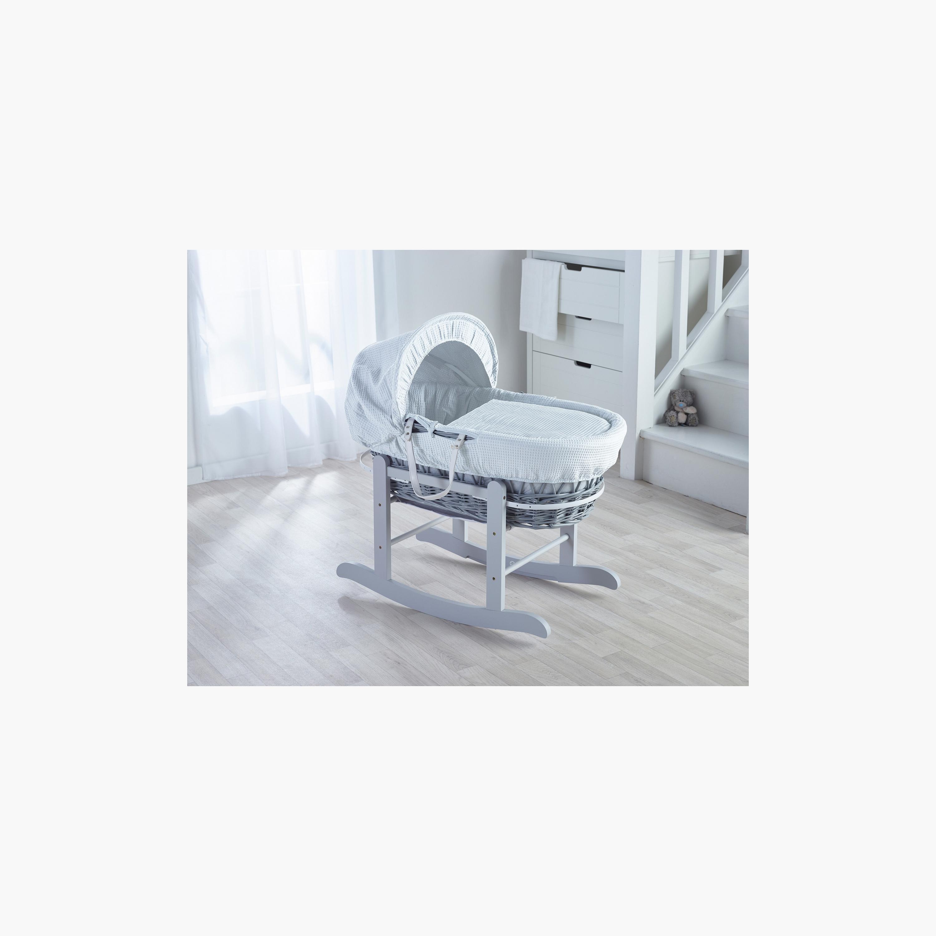 White wicker moses basket with sale stand