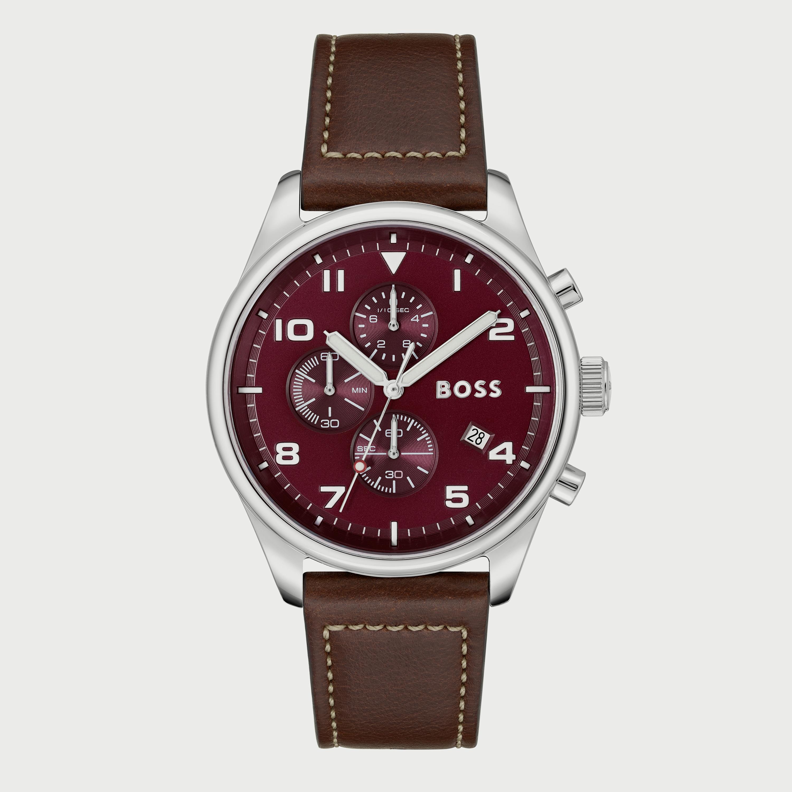 ساعة هيوغو بوس للرجال كرونوغراف بسوار جلدي بني 1513988-men-watchesandjewellery-watches-image-1