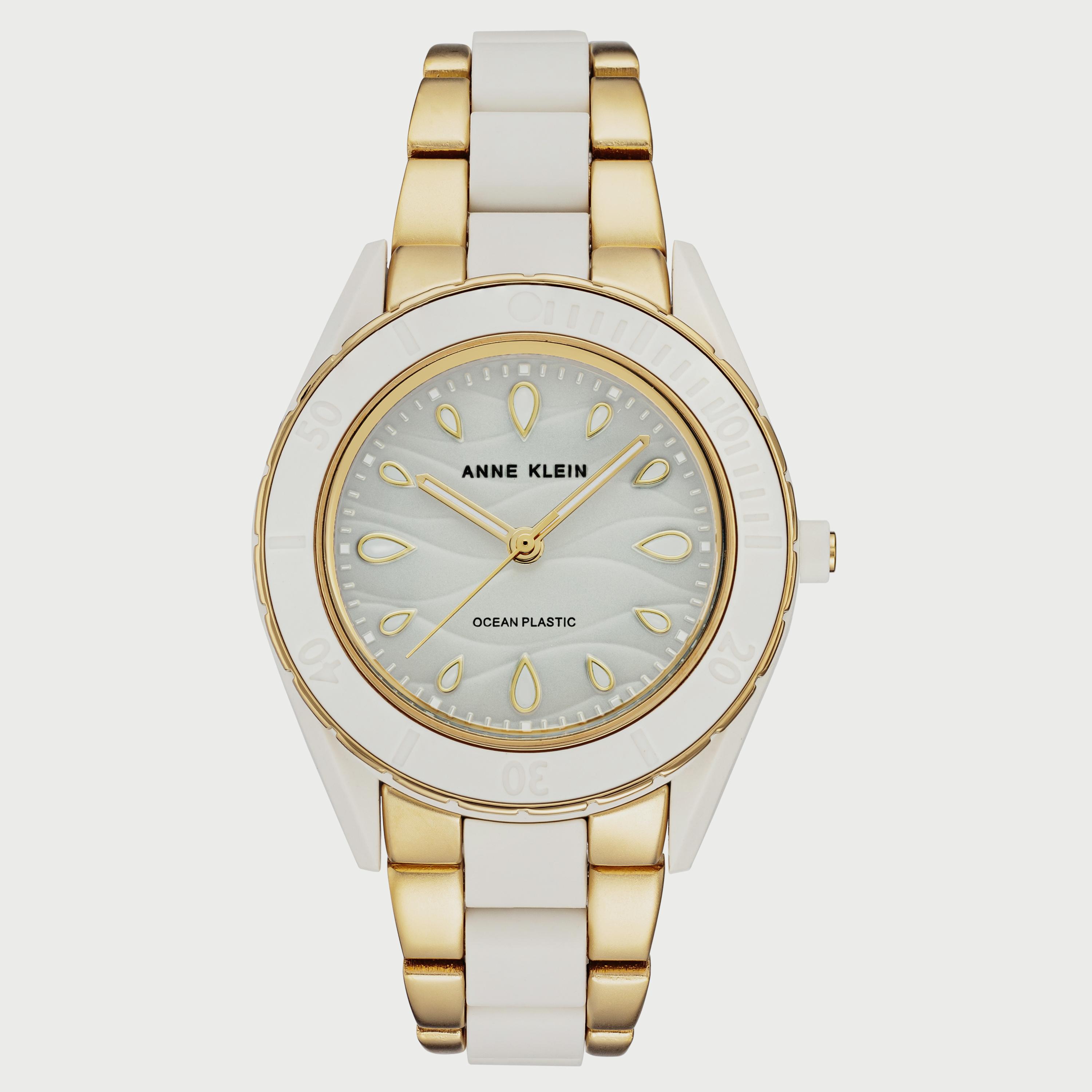 ساعة آن كلاين للنساء بسوار سيليكون باللونين الأبيض والذهبي، AK3910WTGB-women-watchesandjewellery-watches-image-1