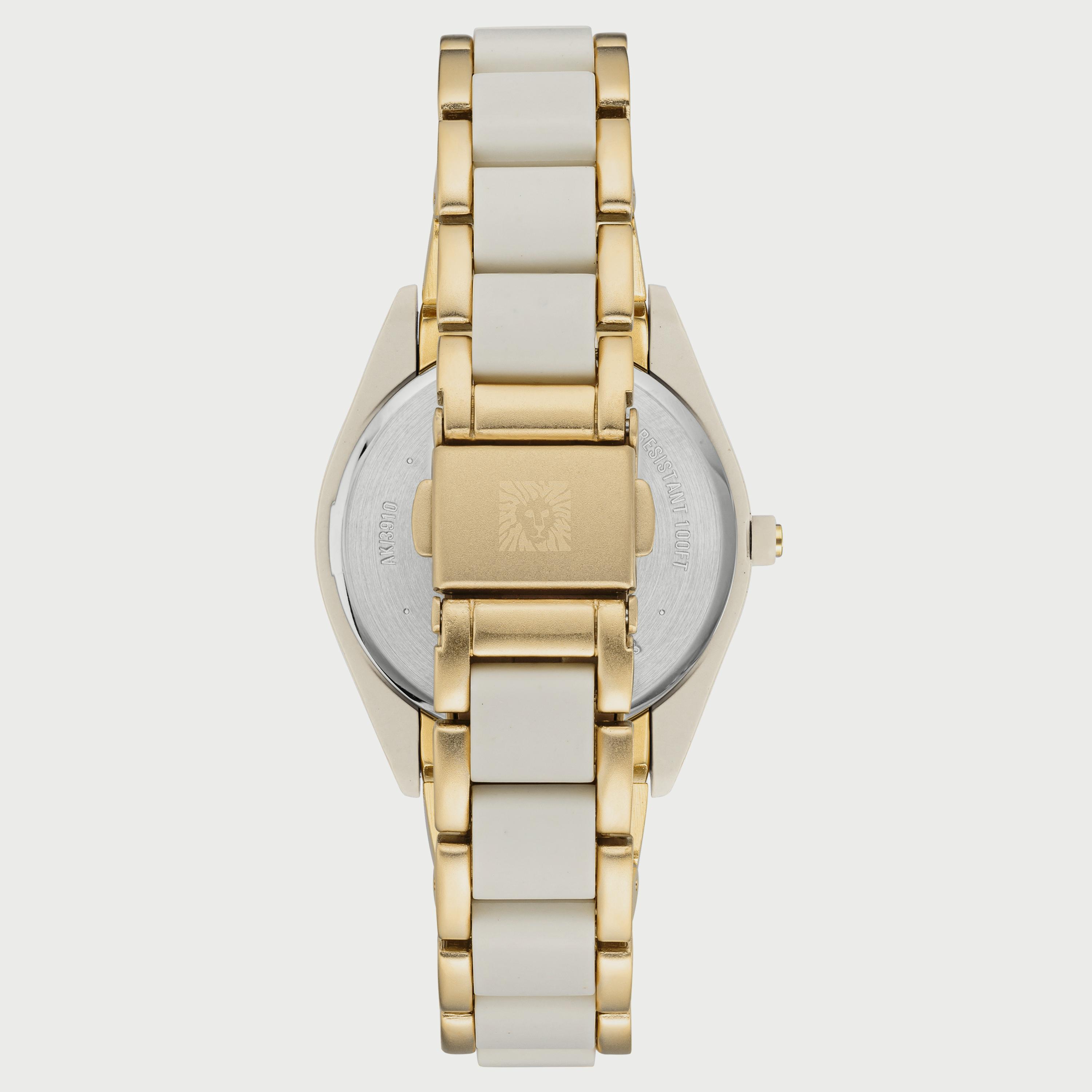 ساعة آن كلاين للنساء بسوار سيليكون باللونين الأبيض والذهبي، AK3910WTGB-women-watchesandjewellery-watches-image-2