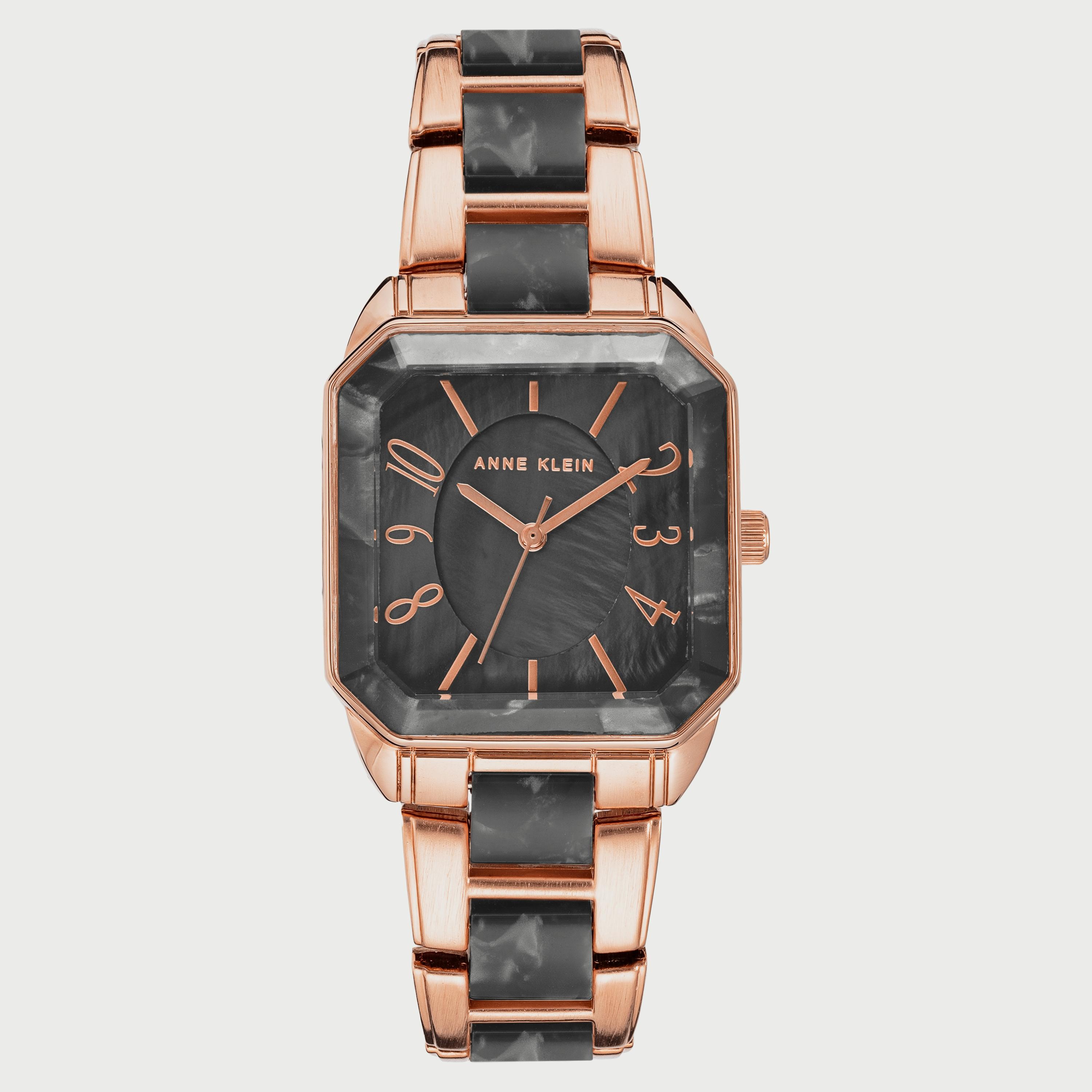 ساعة آن كلاين للنساء بسوار سيليكون باللونين الأسود والوردي الذهبي AK3972RGGY-women-watchesandjewellery-watches-image-1