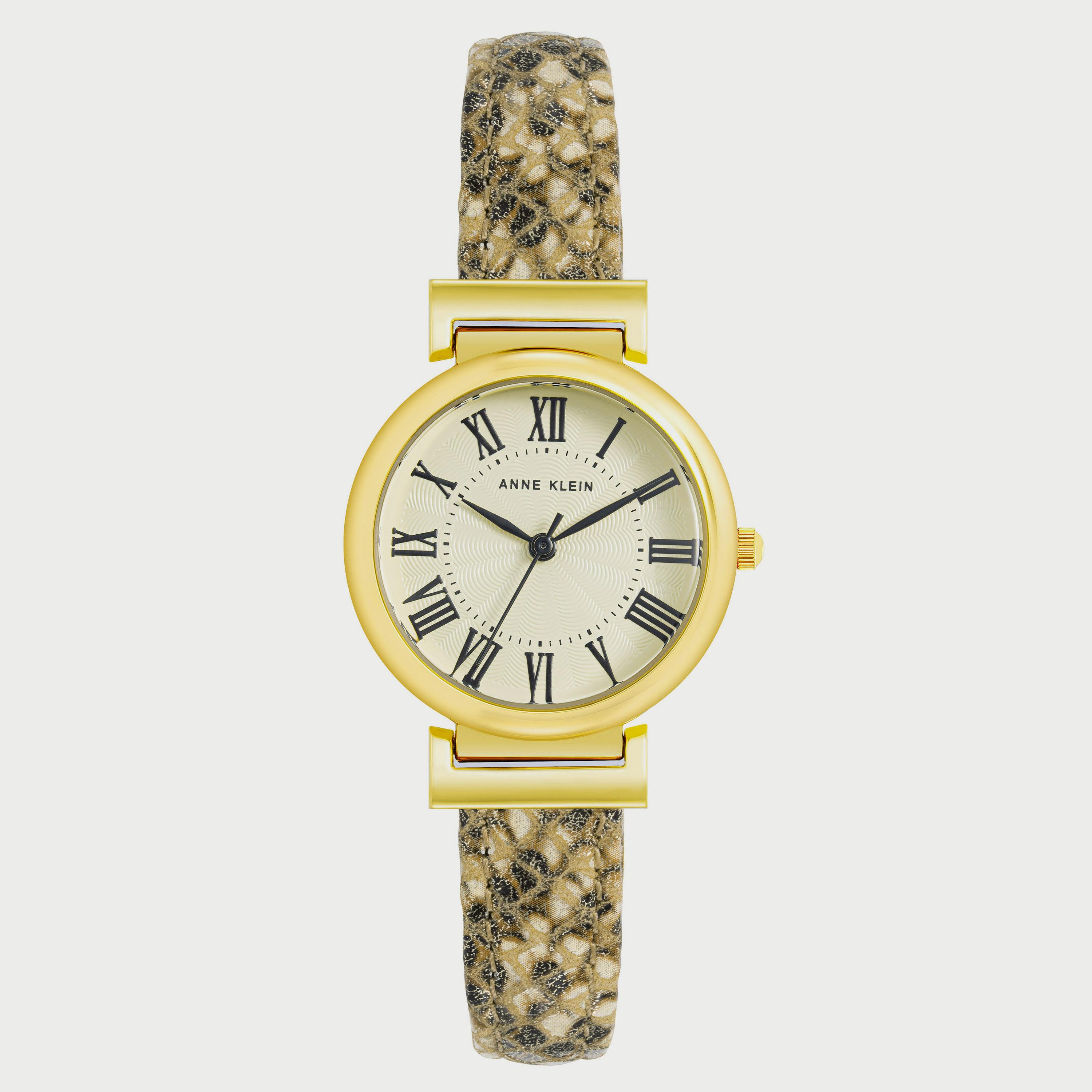 ساعة آن كلاين للنساء بسوار جلدي أنالوج باللون الكريمي AK2246CRSN-women-watchesandjewellery-watches-image-1