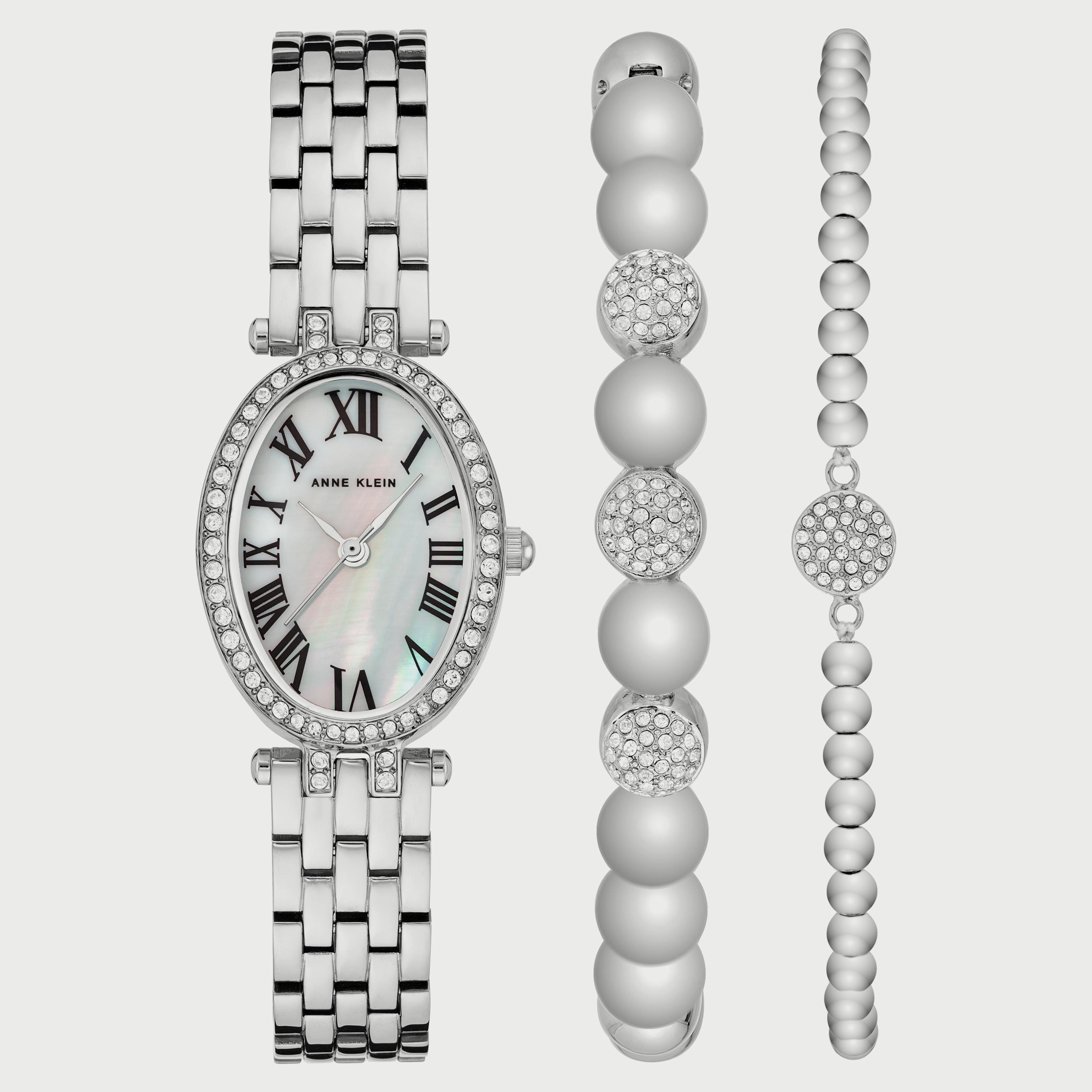 ساعة ان كلاين للنساء فضية انالوج بسوار ستانلس ستيل مع سوار AK3971SVST-women-watchesandjewellery-watches-image-1