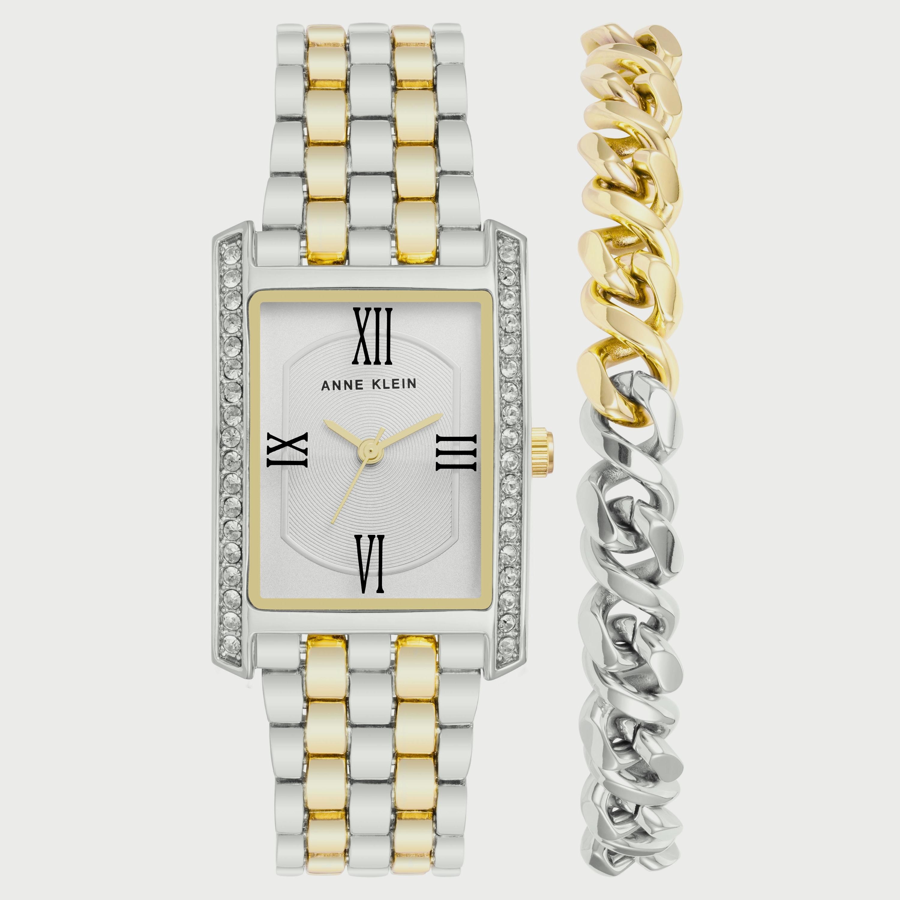 ساعة ان كلاين للنساء فضي وذهبي انالوج بسوار ستانلس ستيل مع سوار AK3991TTST-women-watchesandjewellery-watches-image-1