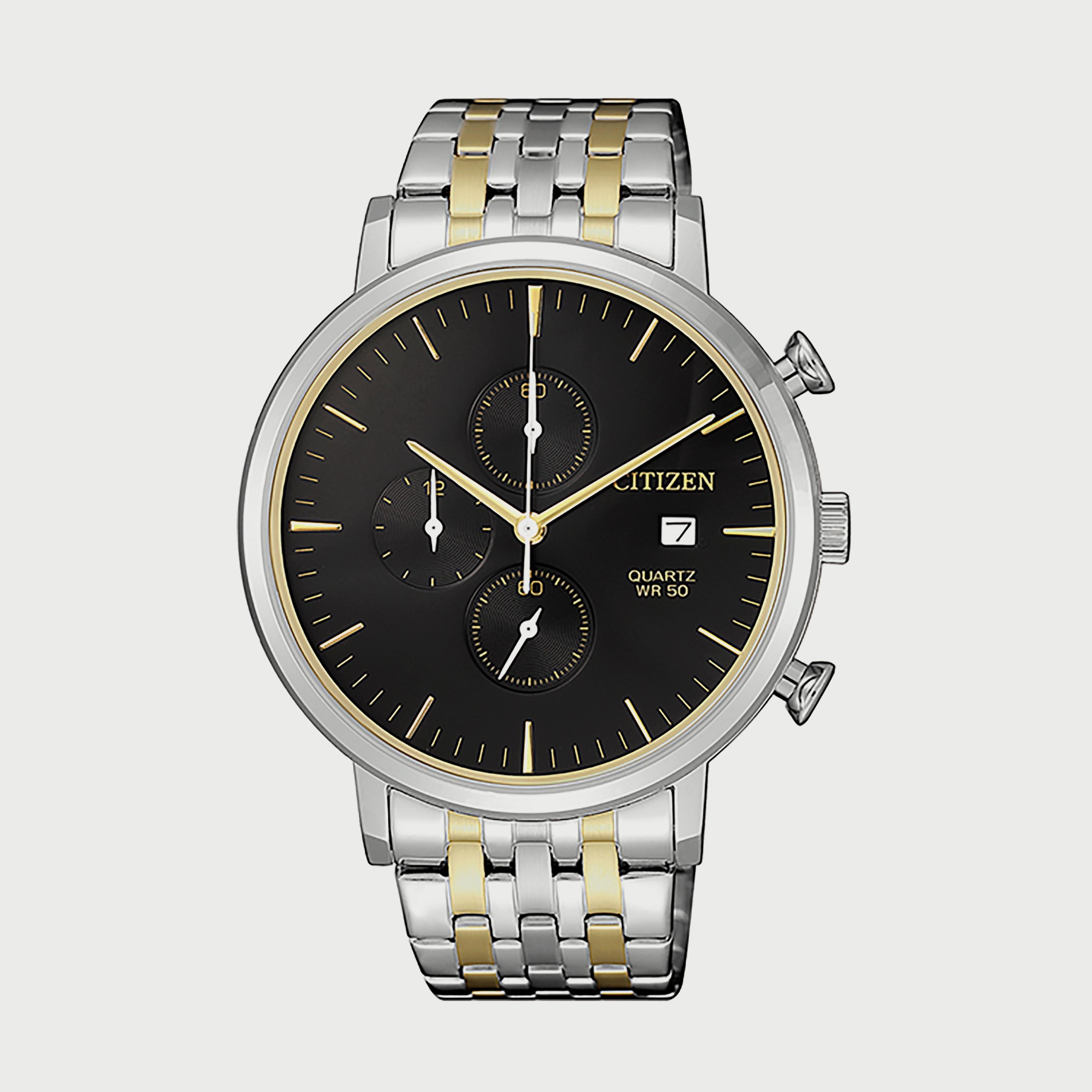 ساعة سيتيزن للرجال 39 ملم فضي وذهبي كرونوغراف ستانلس ستيل - AN3614-54E-men-watchesandjewellery-watches-image-1